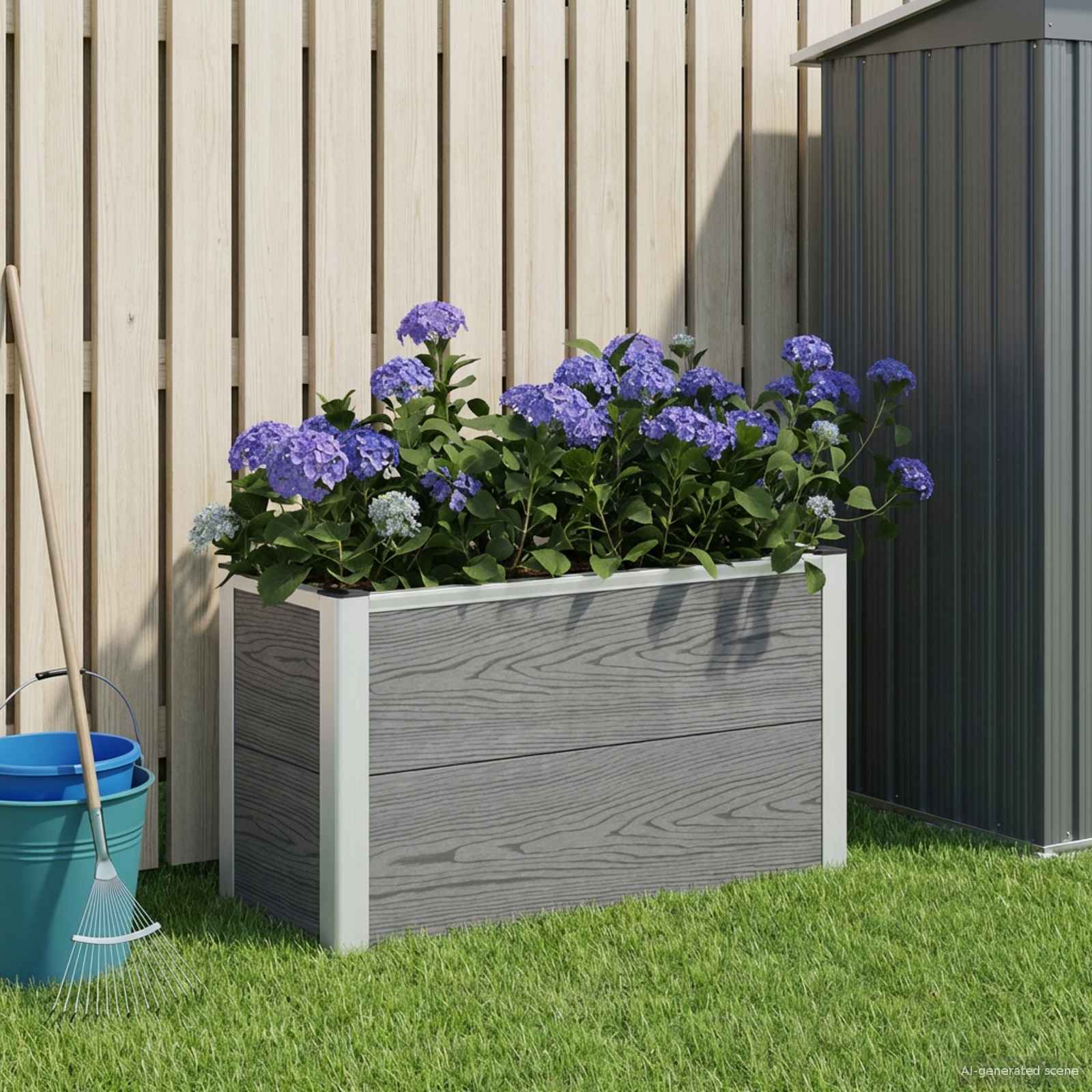 vidaXL Verhoogde plantenbak Grijs 50 x 30 x 22 cm WPC en Aluminium