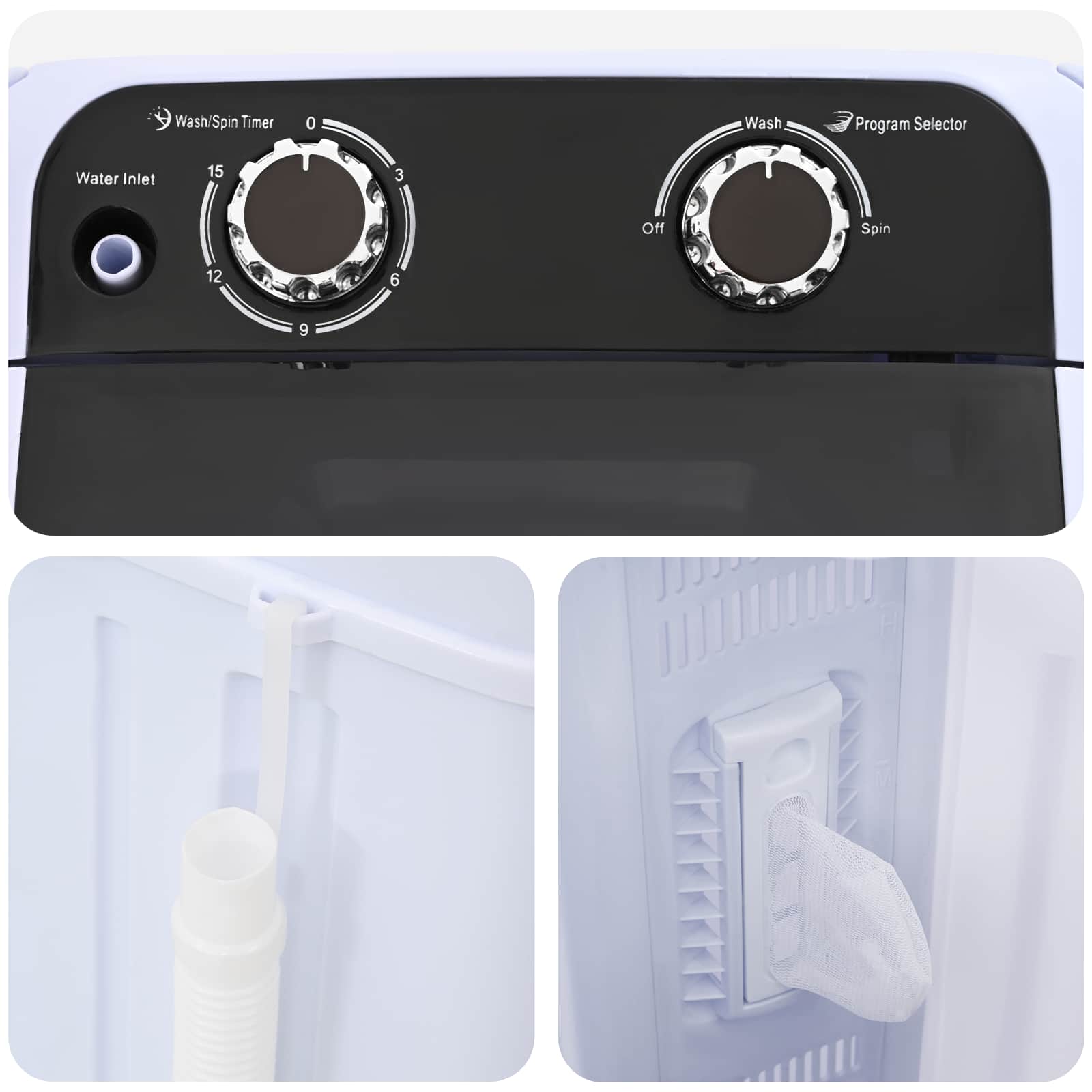 vidaXL Mini Wasmachine met Enkele Wasbak 4,6 kg Blauw en Wit