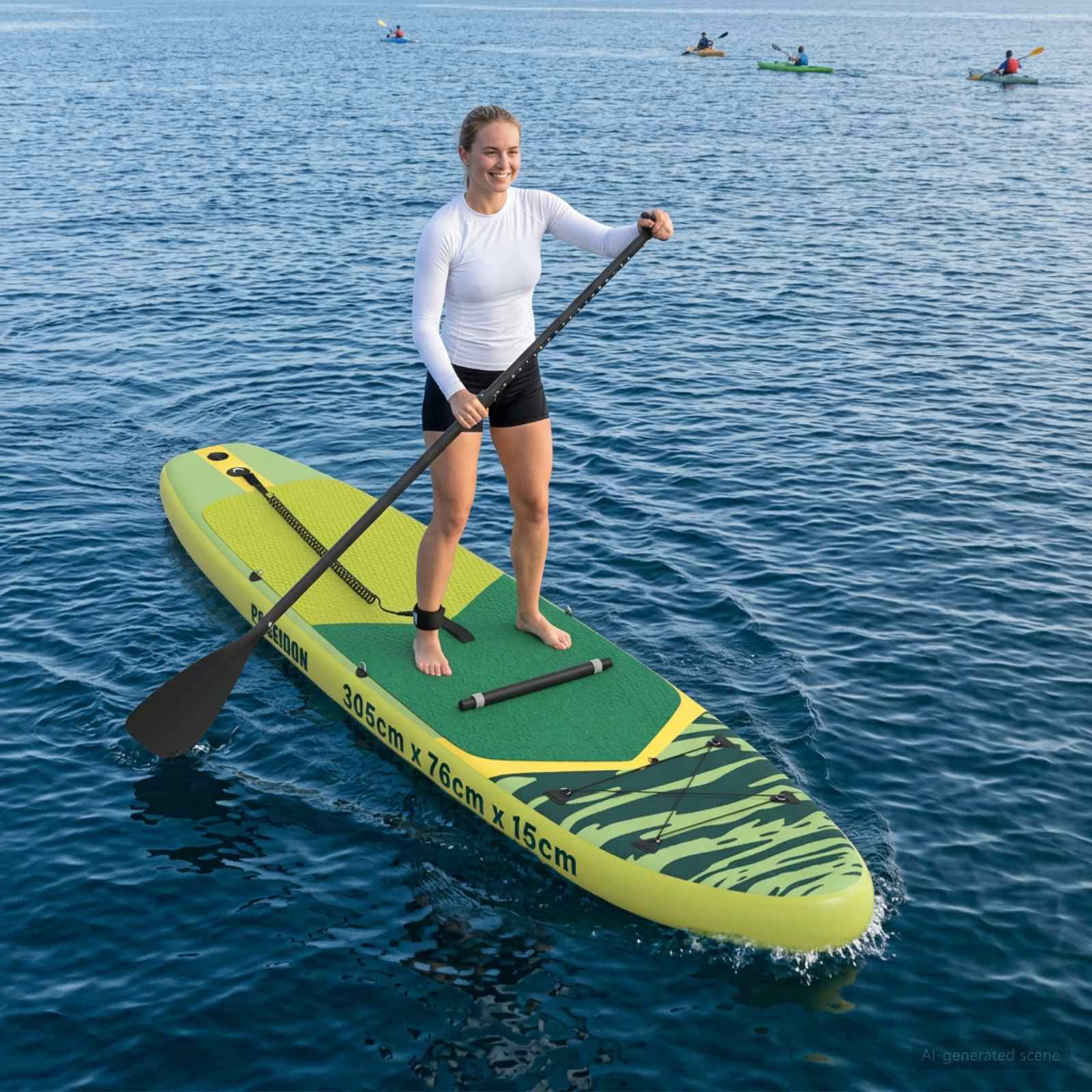 vidaXL SUP Board met zitplaats 2-in-1 POSEIDON 305 x 76 x 15 cm Groen