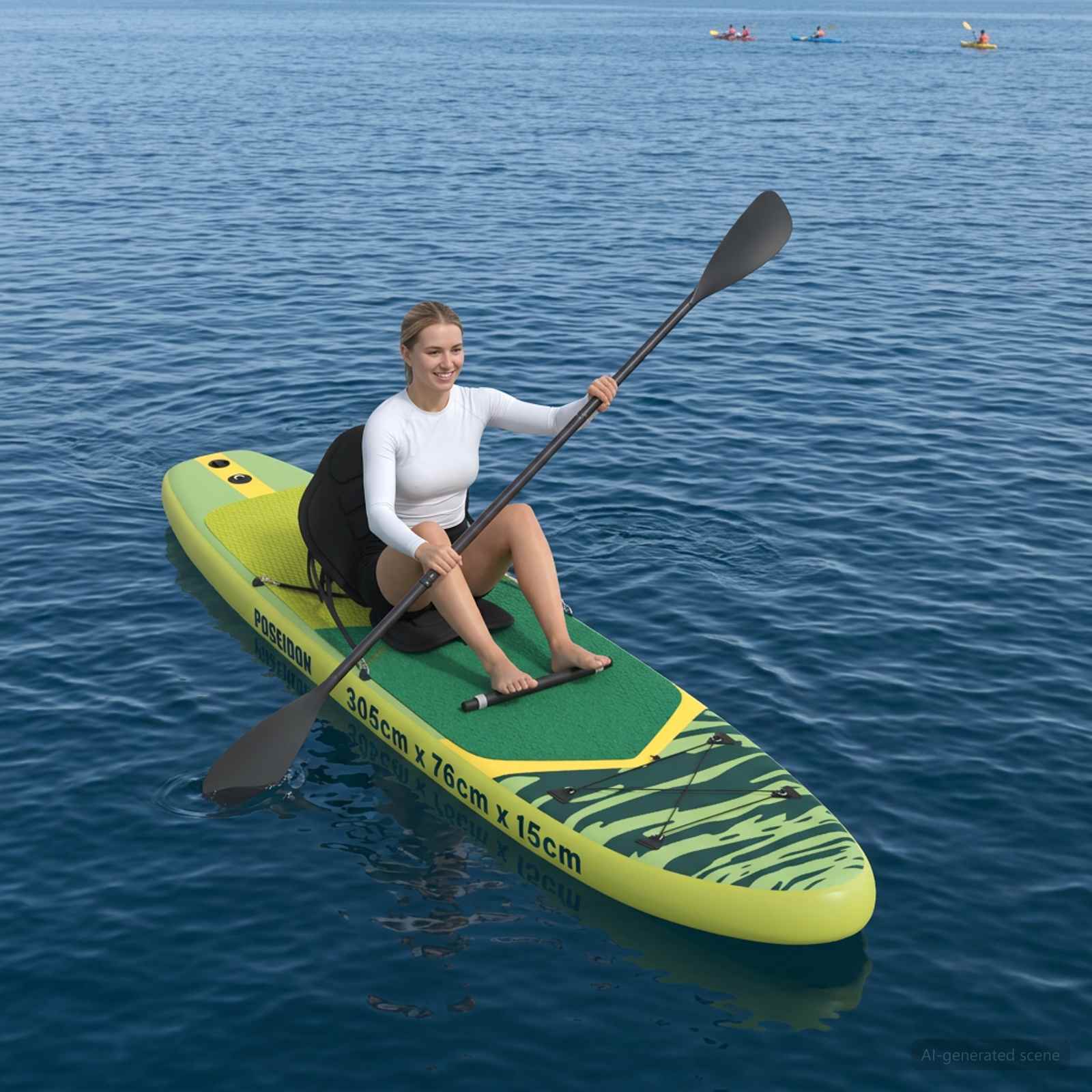 vidaXL SUP Board met zitplaats 2-in-1 POSEIDON 305 x 76 x 15 cm Groen