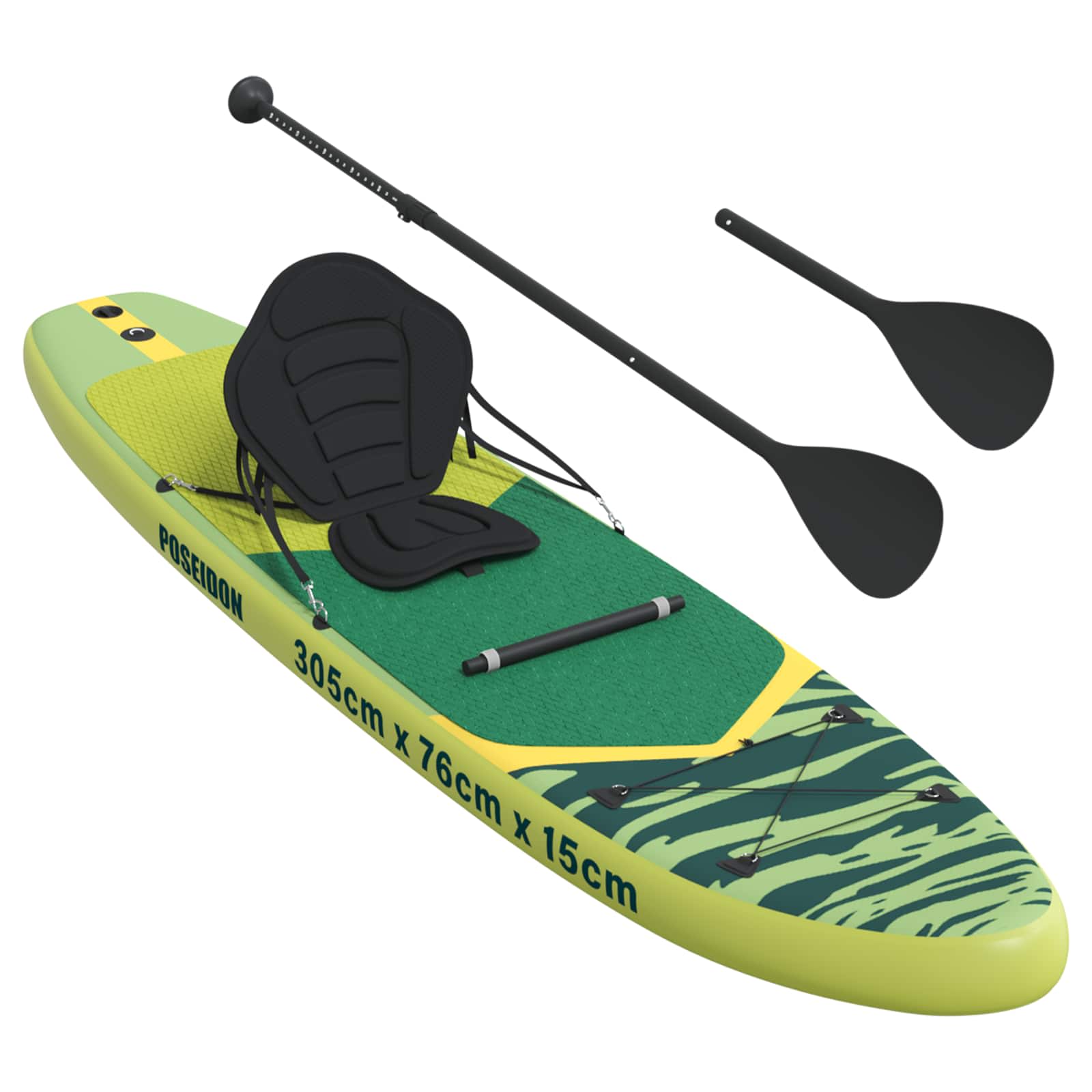 vidaXL SUP Board met zitplaats 2-in-1 POSEIDON 305 x 76 x 15 cm Groen