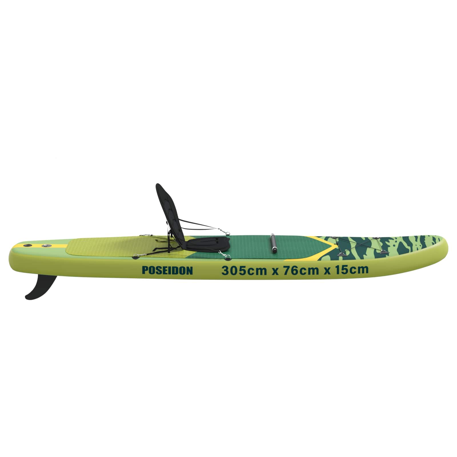 vidaXL SUP Board met zitplaats 2-in-1 POSEIDON 305 x 76 x 15 cm Groen
