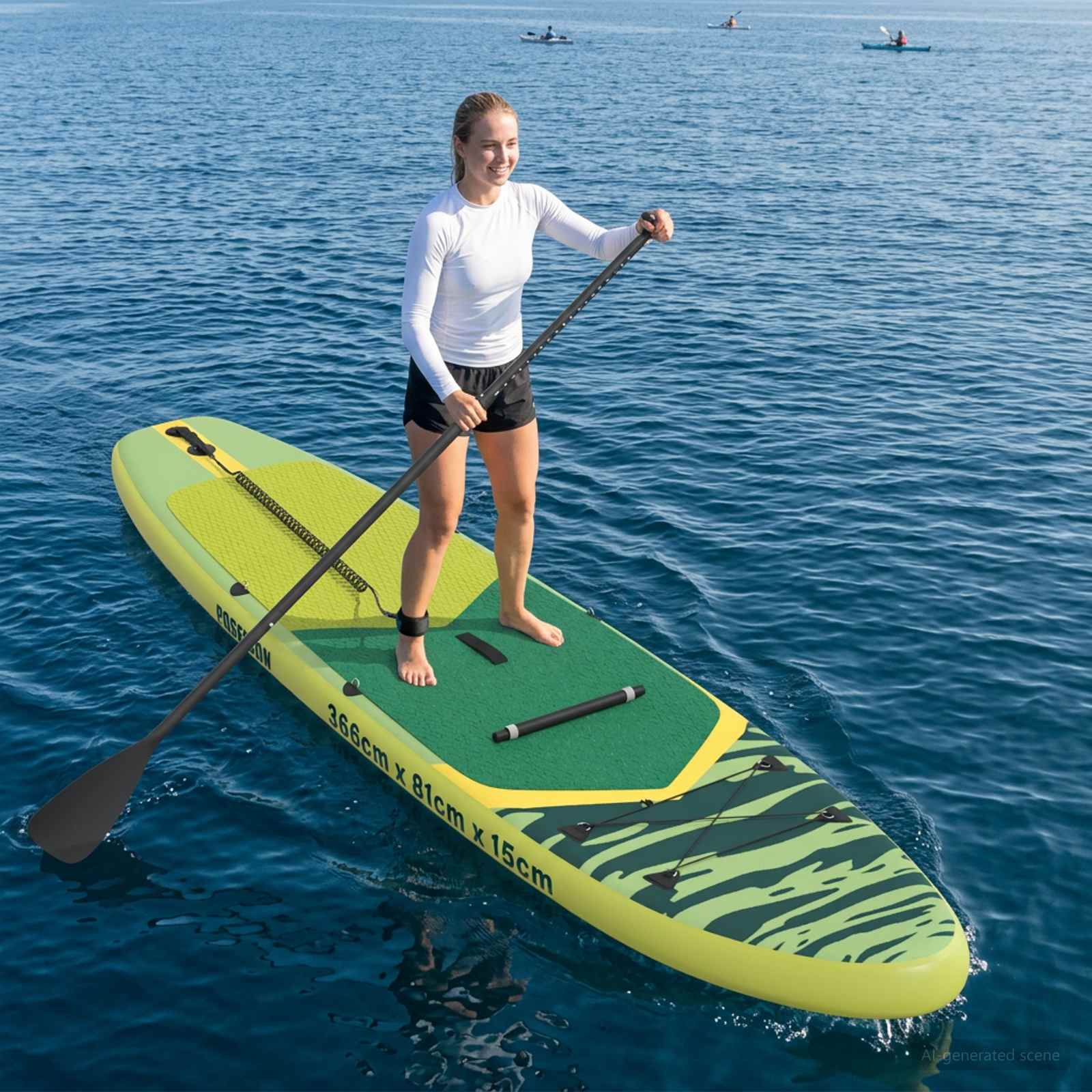 vidaXL SUP Board met zitplaats 2-in-1 POSEIDON 305 x 76 x 15 cm Groen