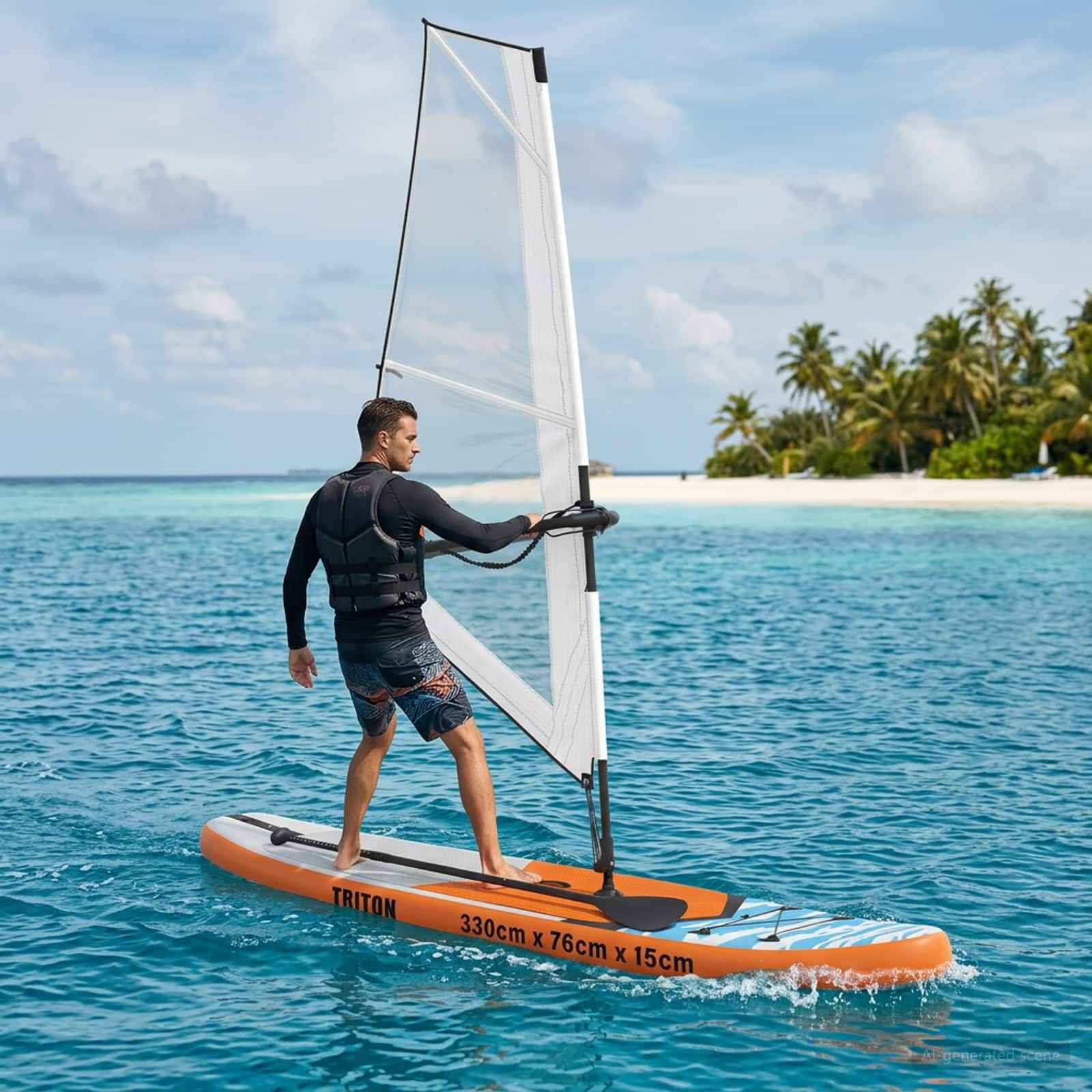 vidaXL Opblaasbaar SUP Board met Zeil HYDROS 330 x 76 x 15 cm voor
