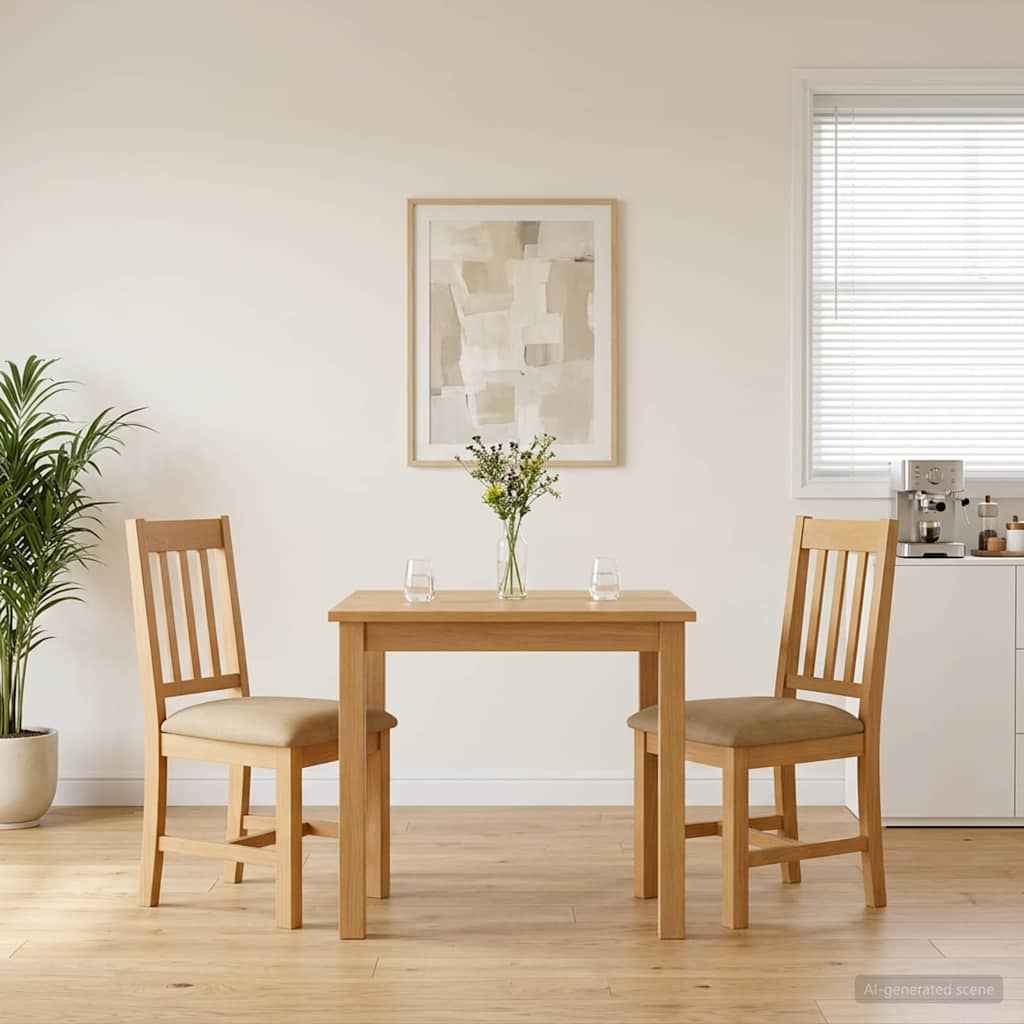 vidaXL Eetkamerstoel VENLO 2 pcs Massief Eikenhout Natuurlijk en Grijs
