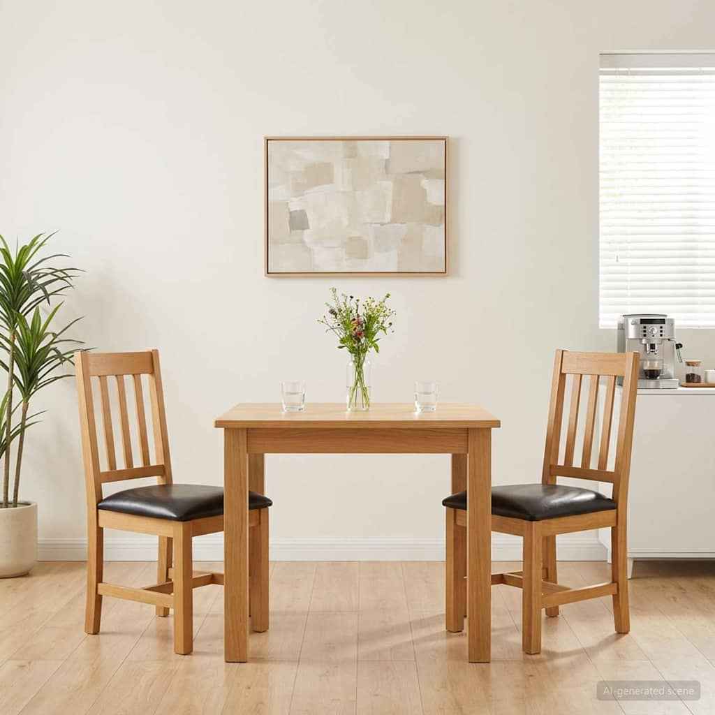 vidaXL Eetkamerstoel VENLO 2 pcs Massief Eikenhout Natuurlijk en Grijs