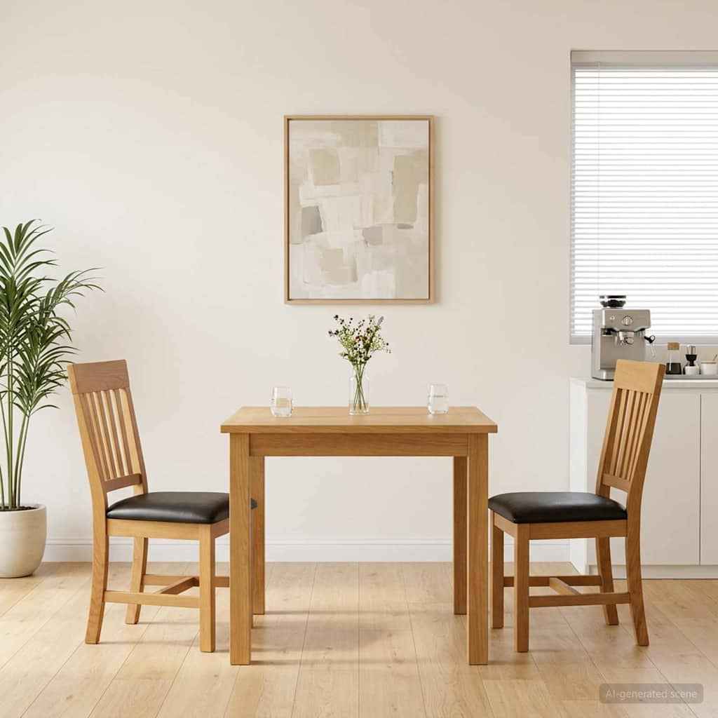 vidaXL Eetkamerstoel 2 pcs Massief Eikenhout Grijs 45 x 59 x 92 cm