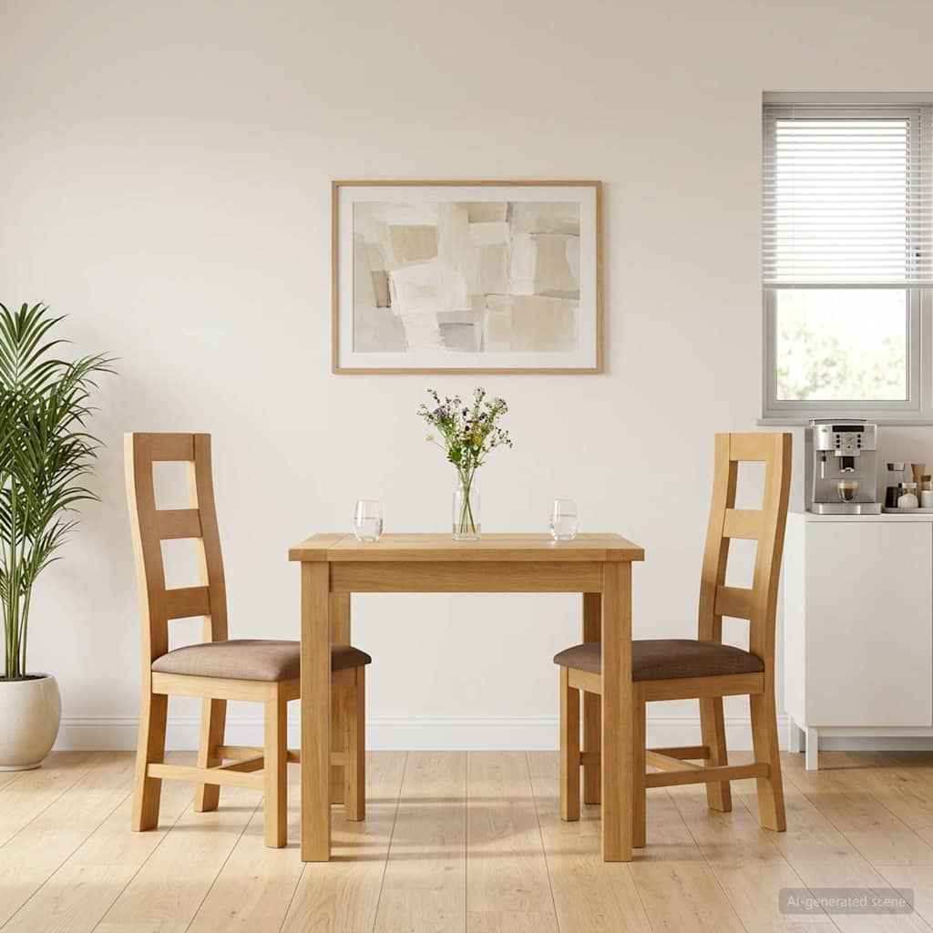 vidaXL Eetkamerstoel 2 pcs Massief Eikenhout Grijs 45 x 51 x 105 cm