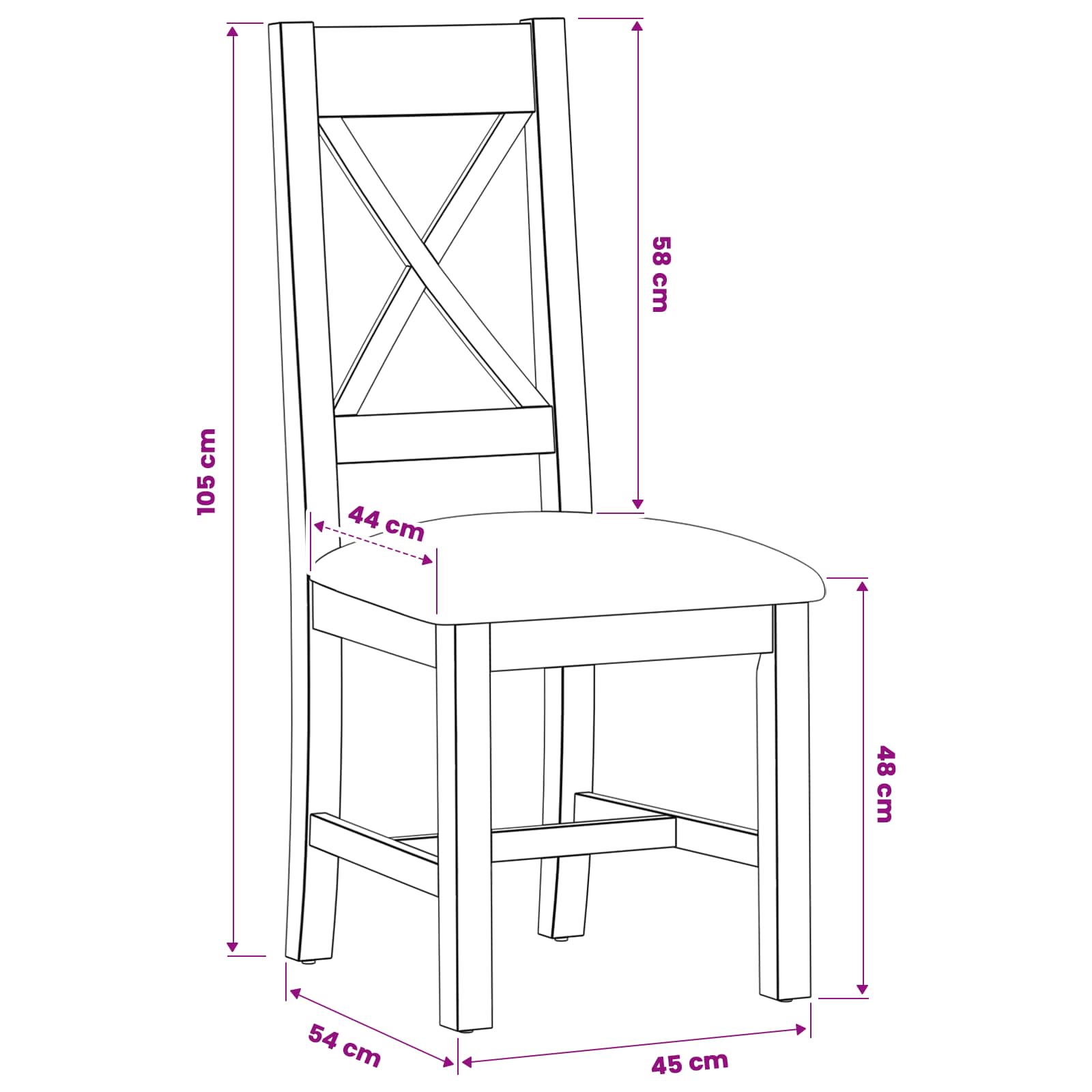 vidaXL Eetkamerstoel 2 pcs Massief Eikenhout Grijs 45 x 54 x 105 cm