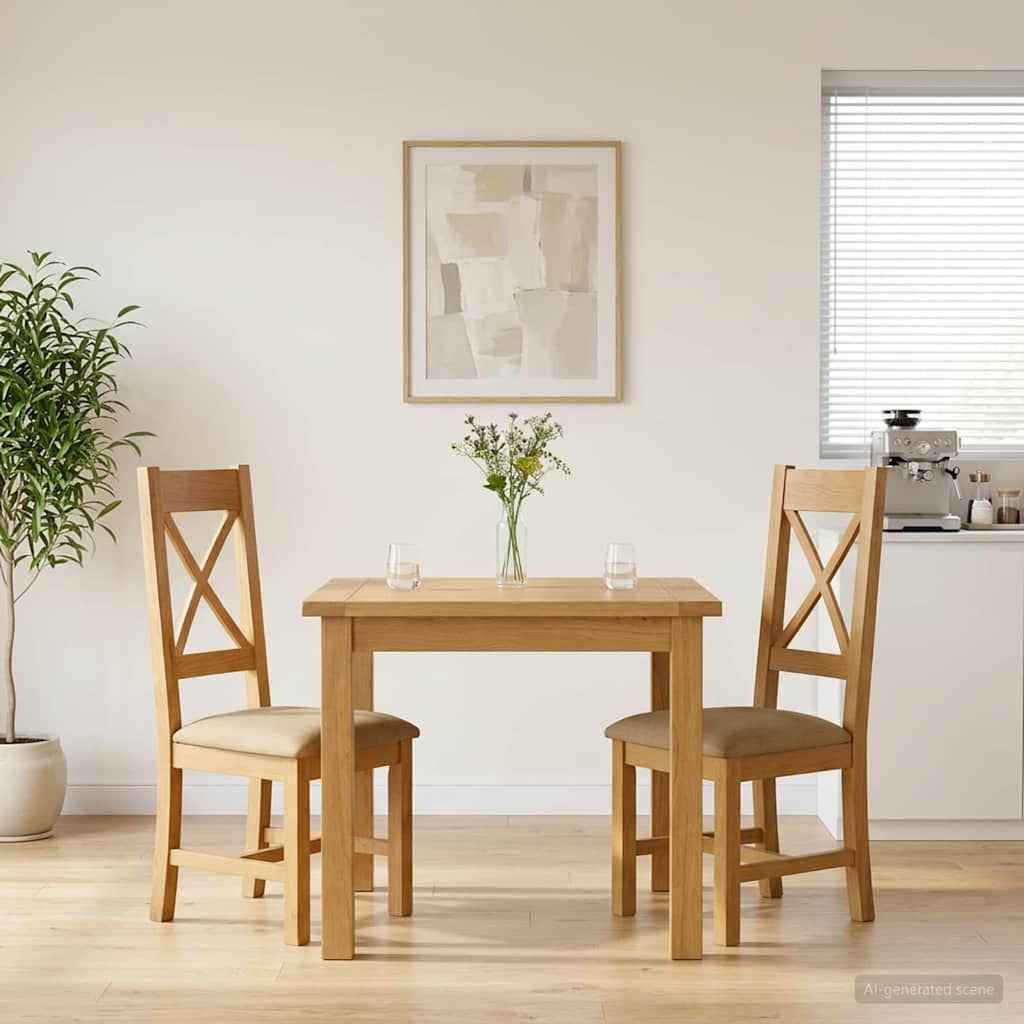 vidaXL Eetkamerstoel 2 pcs Massief Eikenhout Grijs 45 x 54 x 105 cm