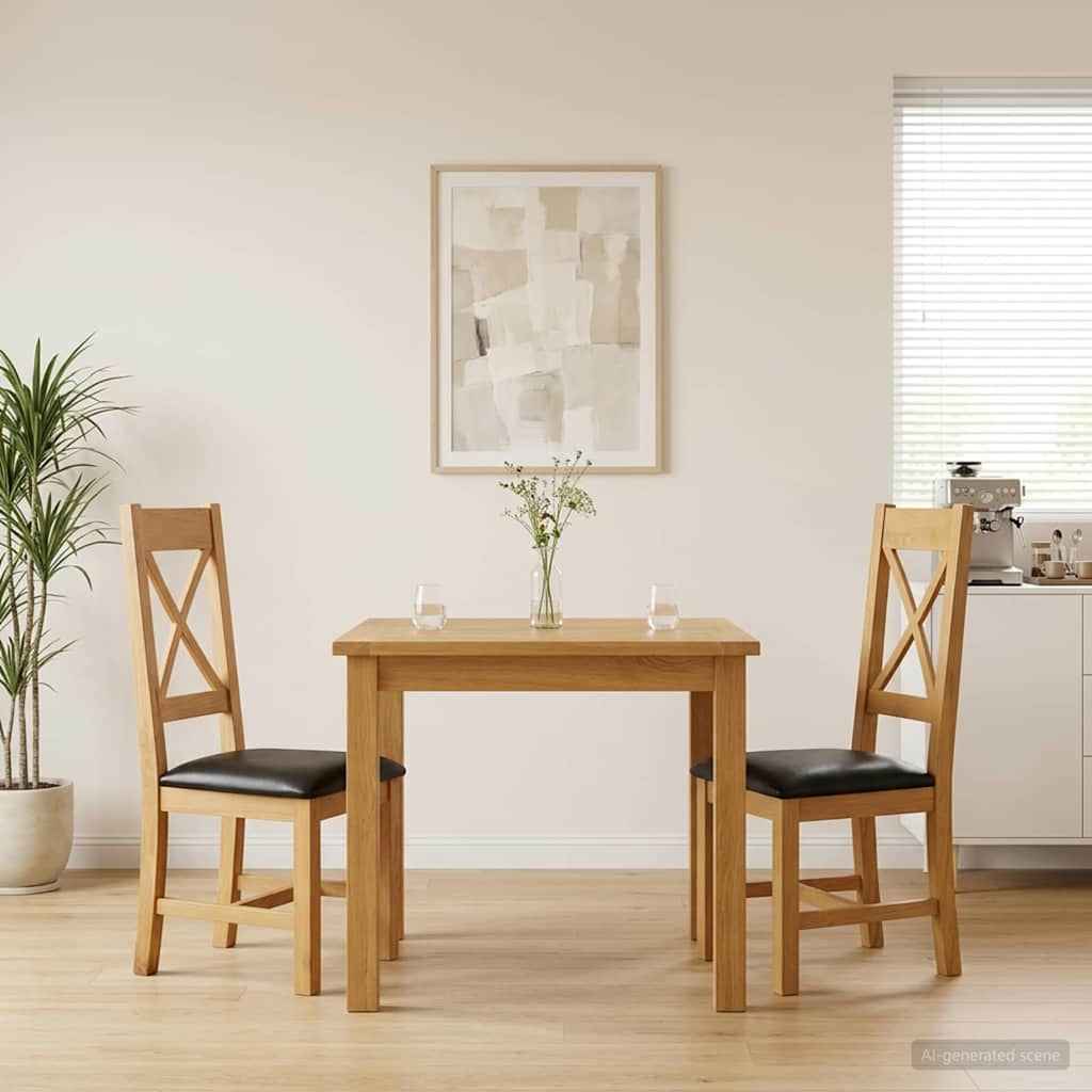 vidaXL Eetkamerstoel 2 pcs Massief Eikenhout Grijs 45 x 54 x 105 cm
