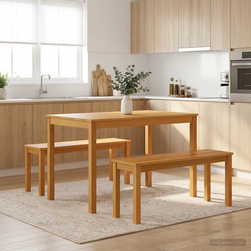 vidaXL Eetbank 95 x 32 x 45 cm Massief Eikenhout Naturel
