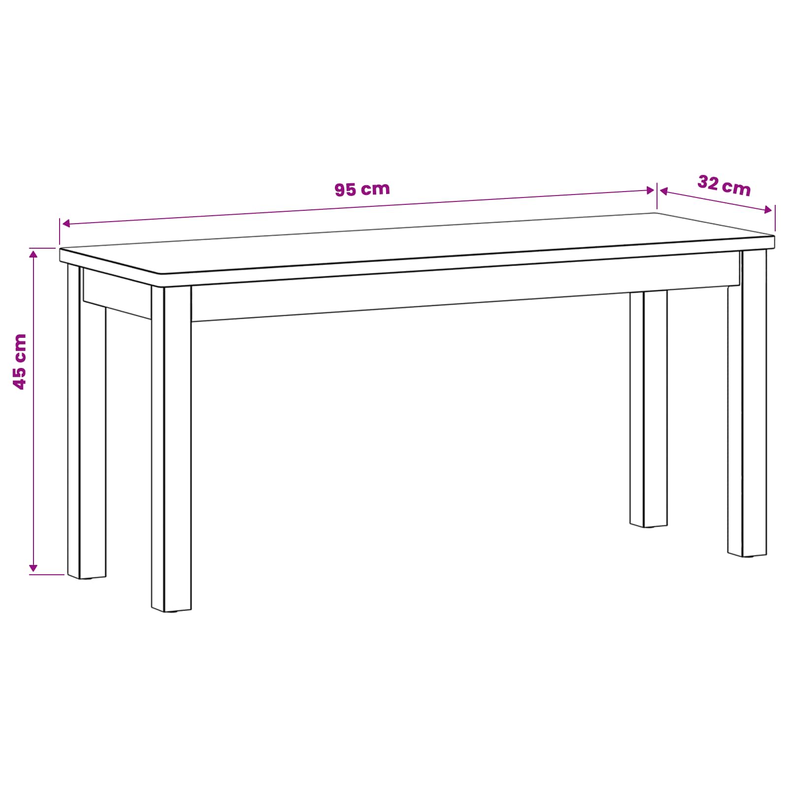 vidaXL Eetbank 95 x 32 x 45 cm Massief Eikenhout Naturel