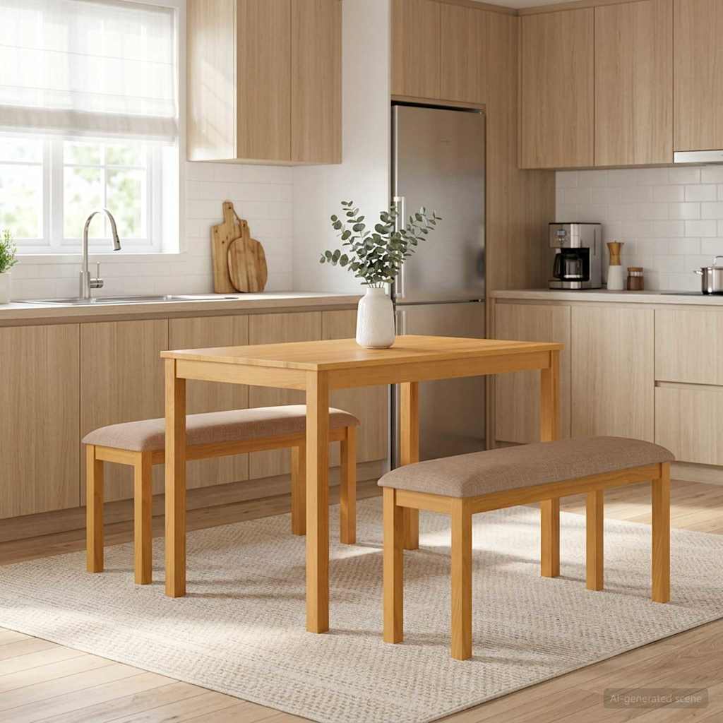 vidaXL Eetbank 95 x 32 x 45 cm Massief Eikenhout Naturel