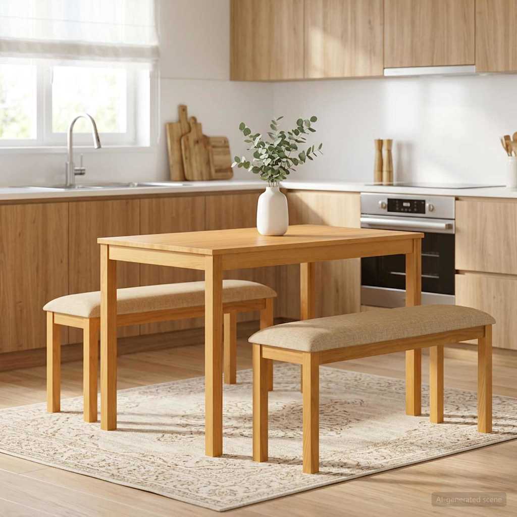 vidaXL Eetbank 95 x 32 x 45 cm Massief Eikenhout Naturel