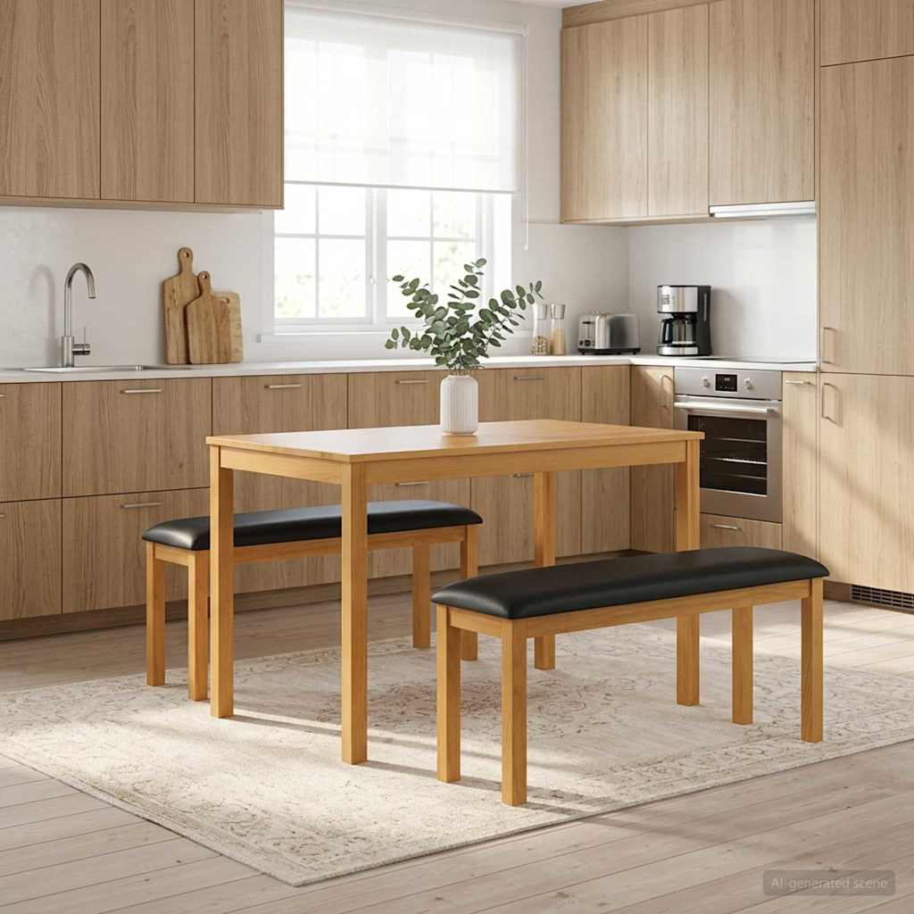 vidaXL Eetbank 95 x 32 x 45 cm Massief Eikenhout Naturel