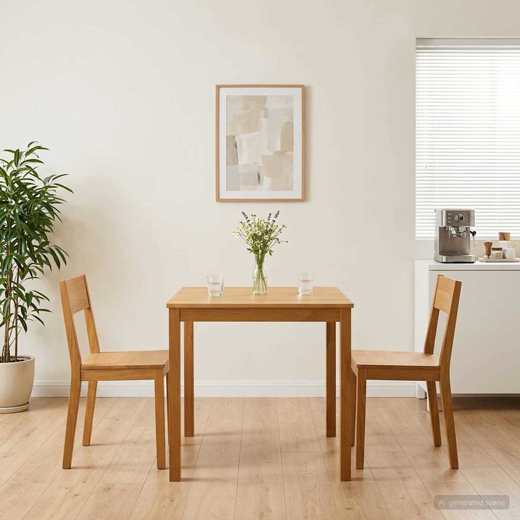 vidaXL Eettafel 75 x 75 x 75,5 cm Massief Eikenhout Naturel Vierkant