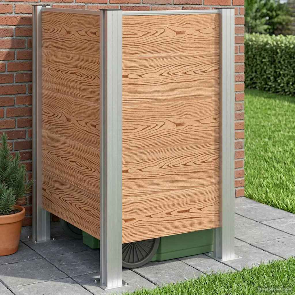 vidaXL Afvalbak Schutting Bruin 161 x 85 x 115 cm Aluminium en WPC