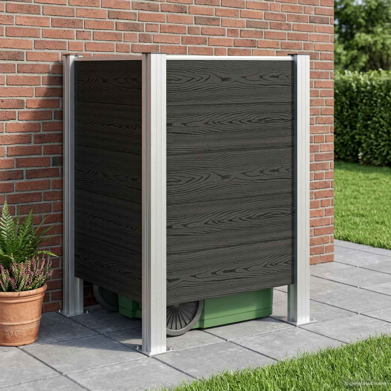 vidaXL Afvalbak Schutting Bruin 161 x 85 x 115 cm Aluminium en WPC