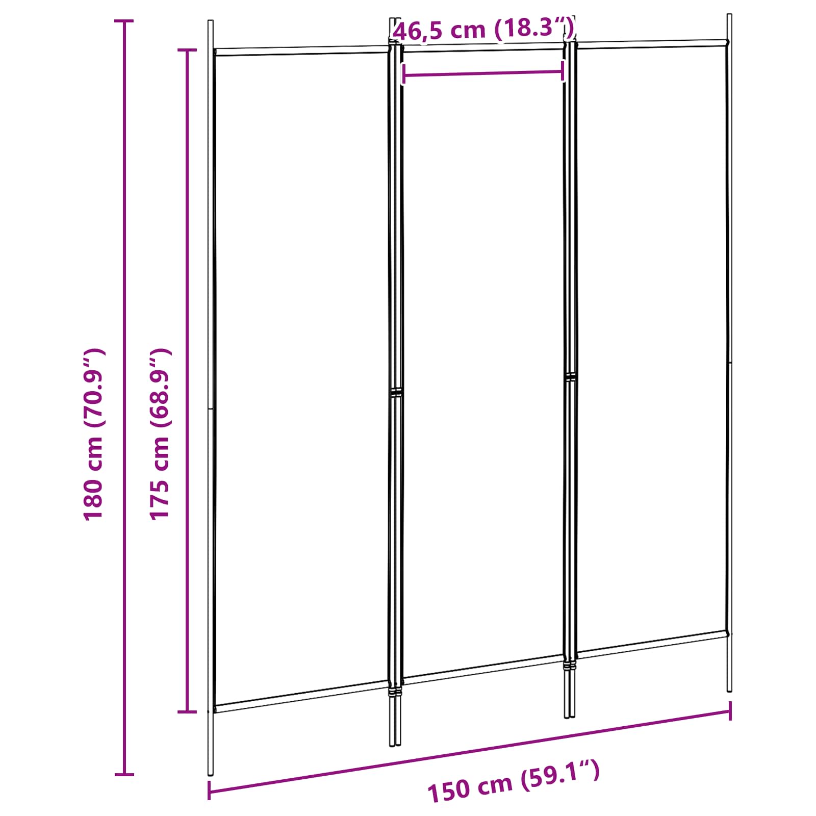 vidaXL Kamerscherm met 4 panelen 200x180 cm wit