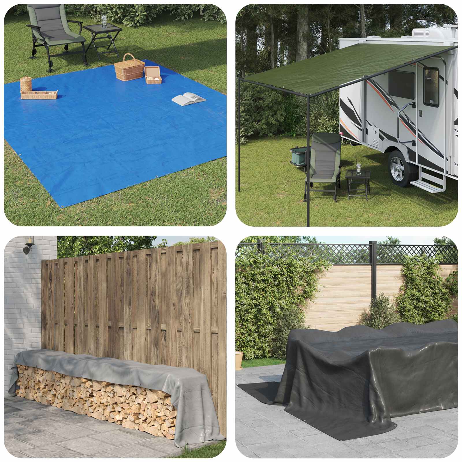 vidaXL Zeil met Oogjes Groen 4 x 6 m 260 gsm PE
