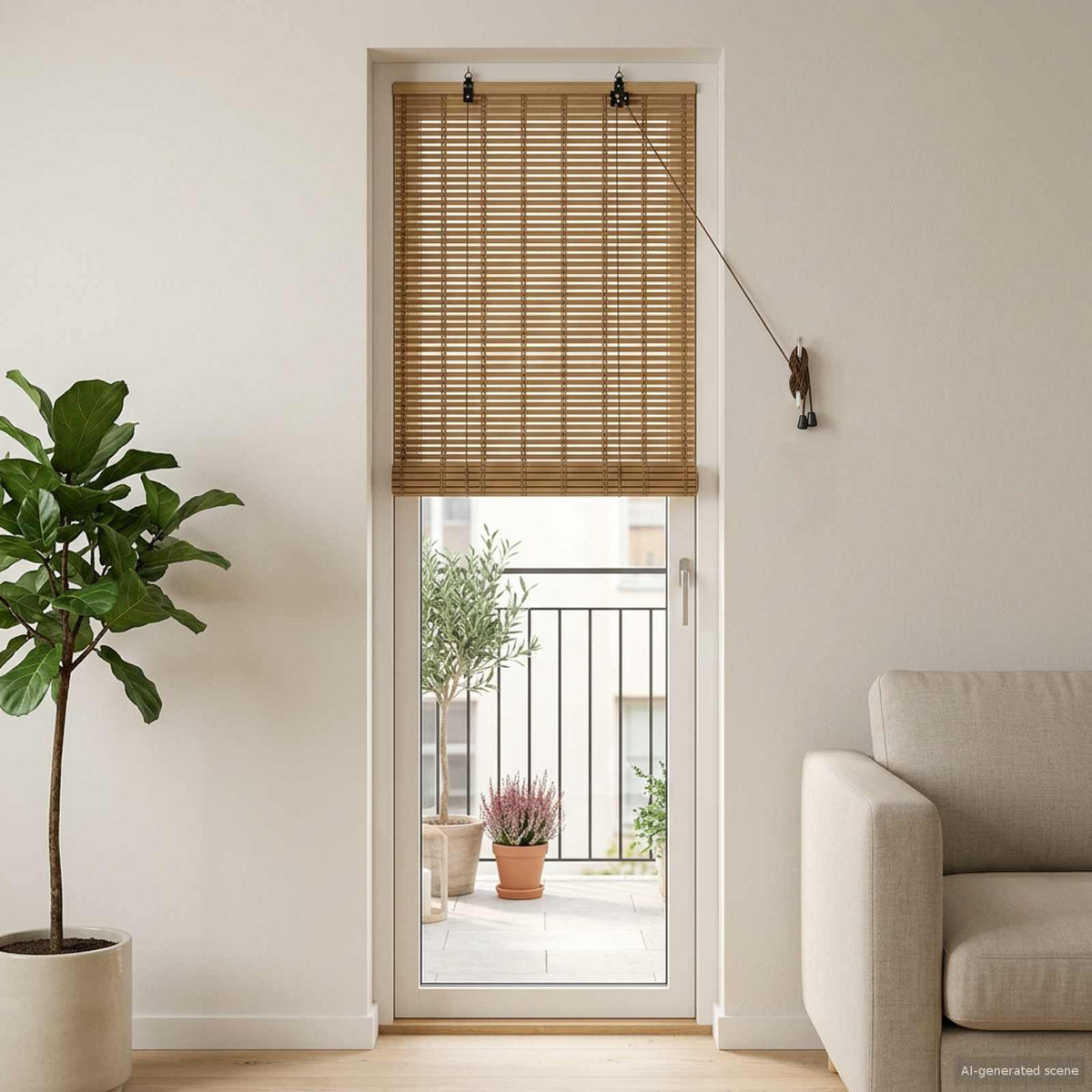 vidaXL Raambuiten & Gordijnen Licht Bruin 60 x 160 cm Bamboe