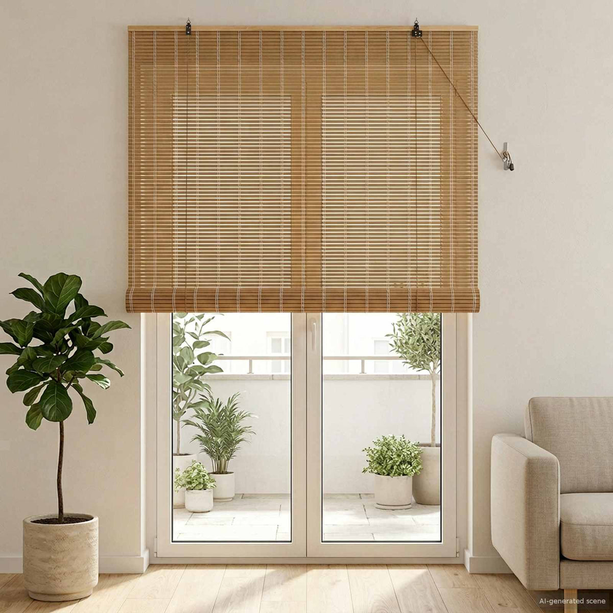 vidaXL Raambuiten & Gordijnen Licht Bruin 60 x 160 cm Bamboe