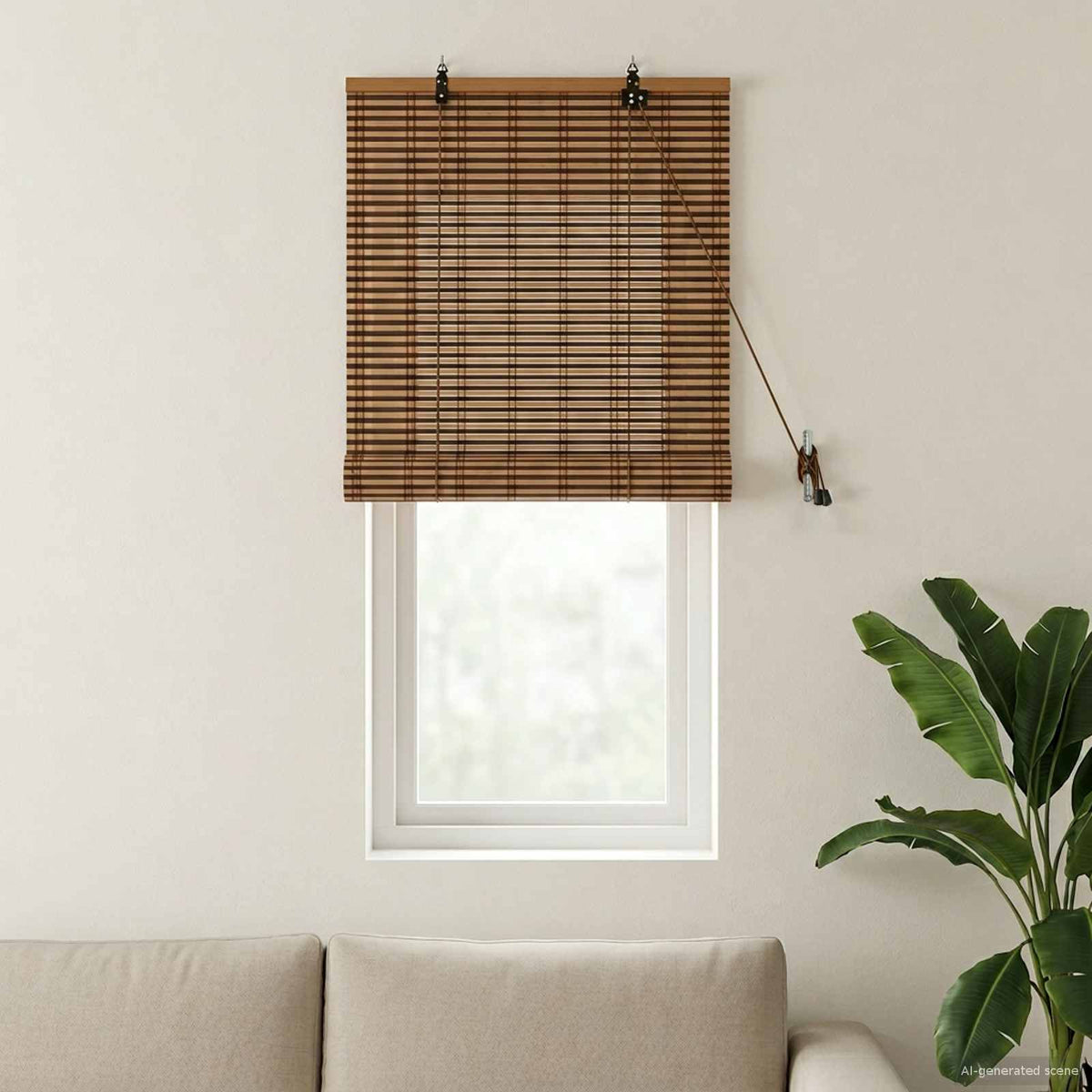 vidaXL Raambuiten & Gordijnen met gordijnen Bruin 60 x 160 cm Bamboe