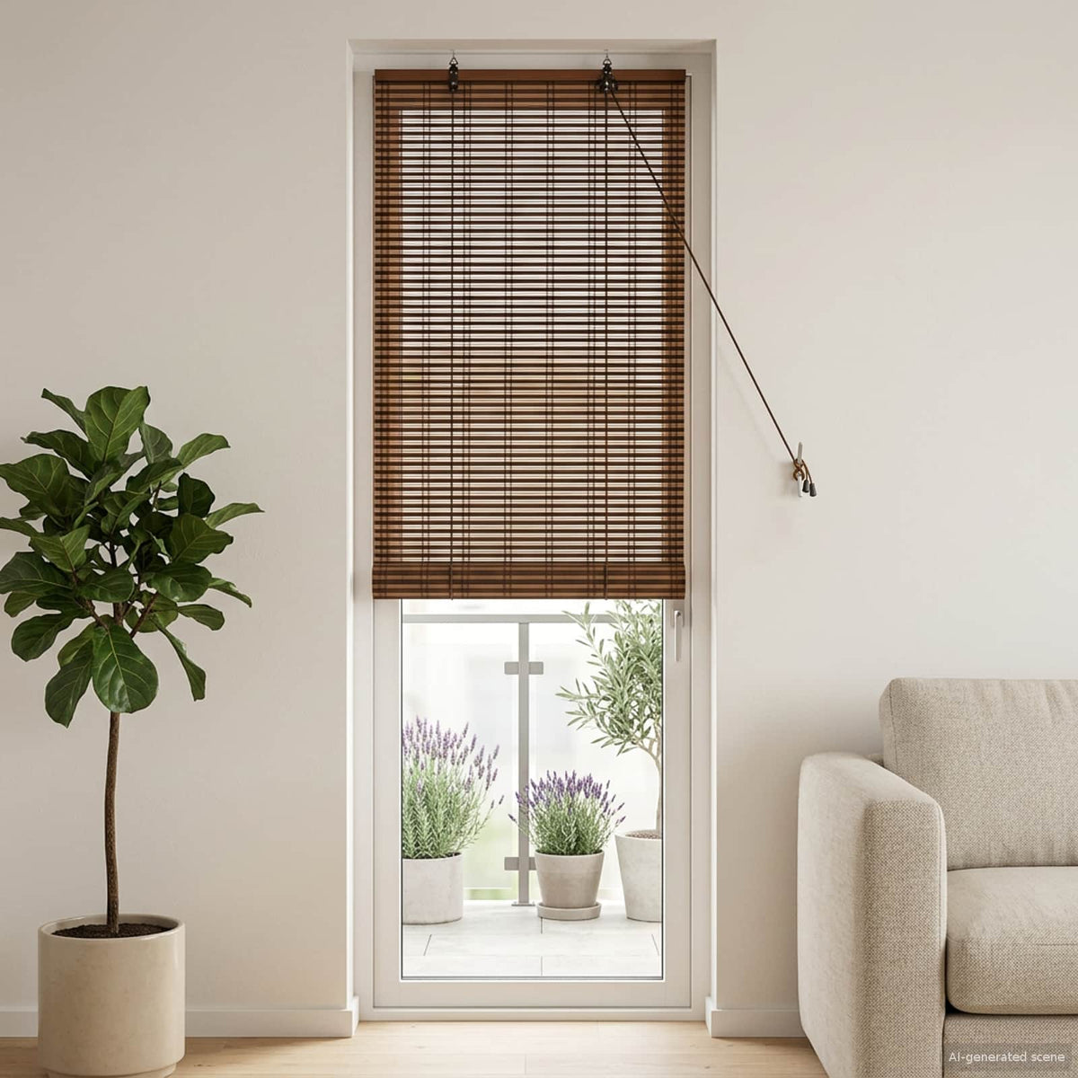 vidaXL Raambuiten & Gordijnen met gordijnen Bruin 60 x 160 cm Bamboe