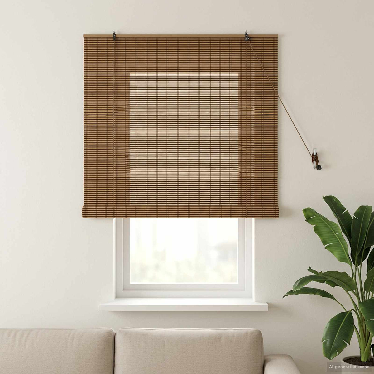 vidaXL Raambuiten & Gordijnen met gordijnen Bruin 60 x 160 cm Bamboe