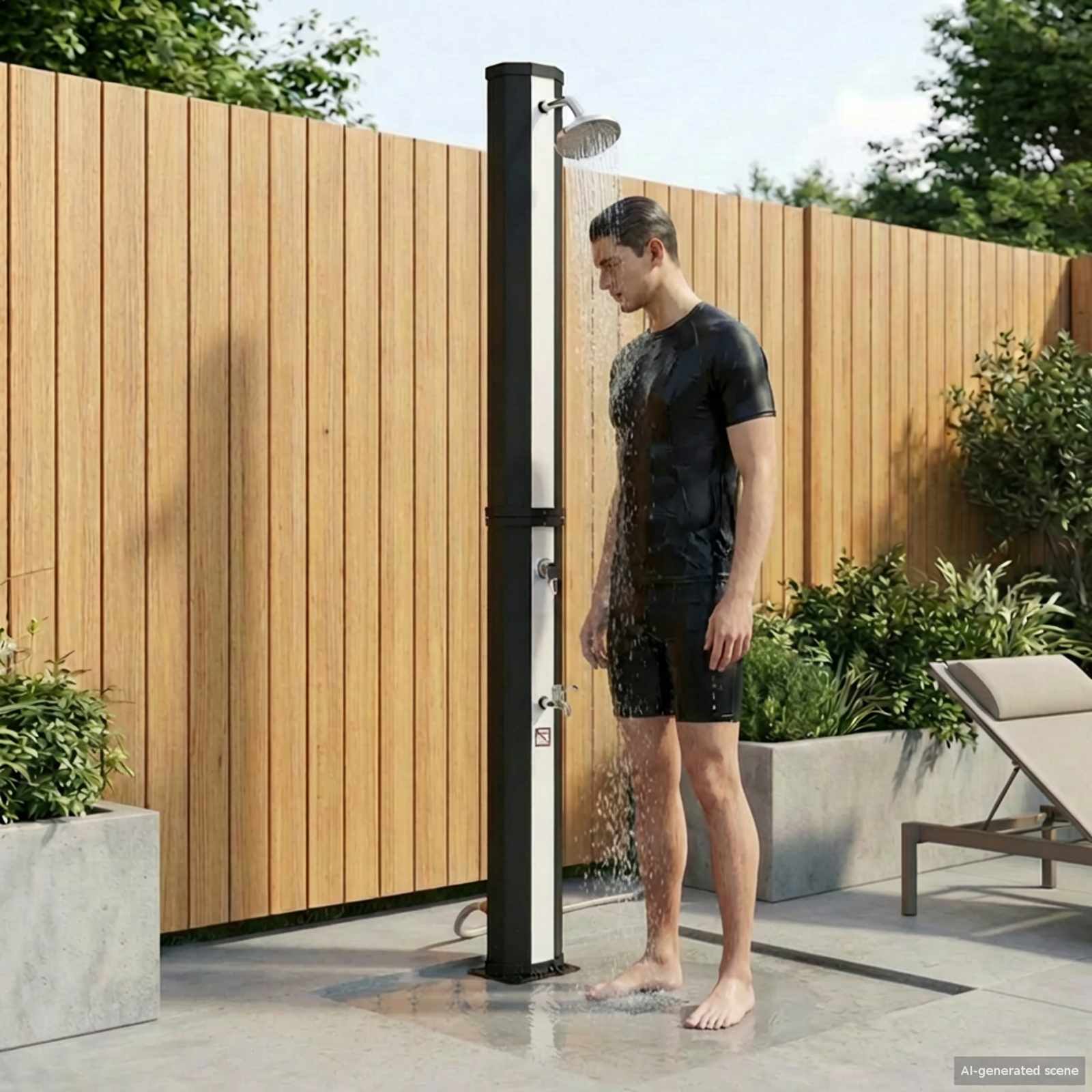 vidaXL Zonnedouche met douchekop en kraan 40 L, zwart en zilver
