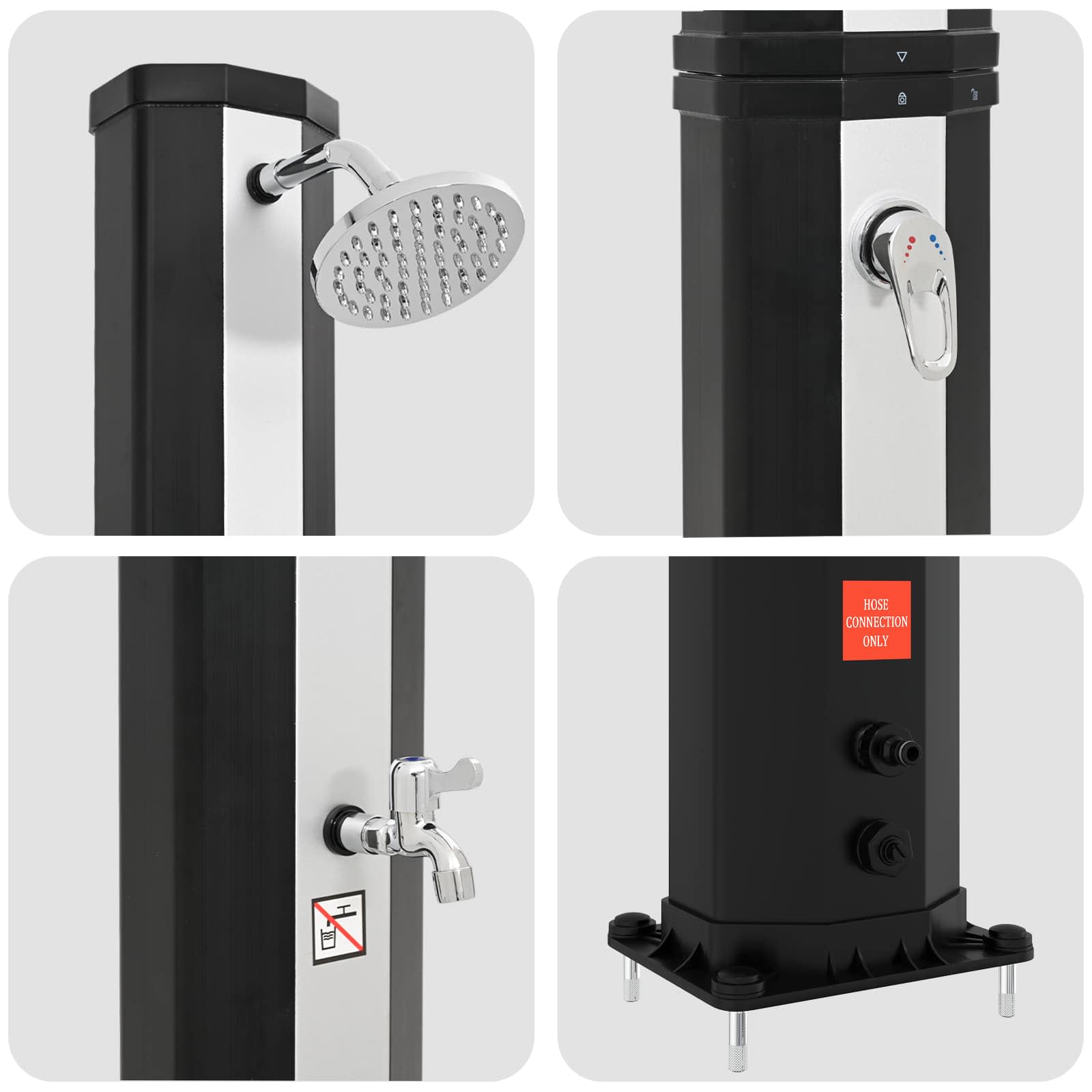 vidaXL Zonnedouche met douchekop en kraan 40 L, zwart en zilver