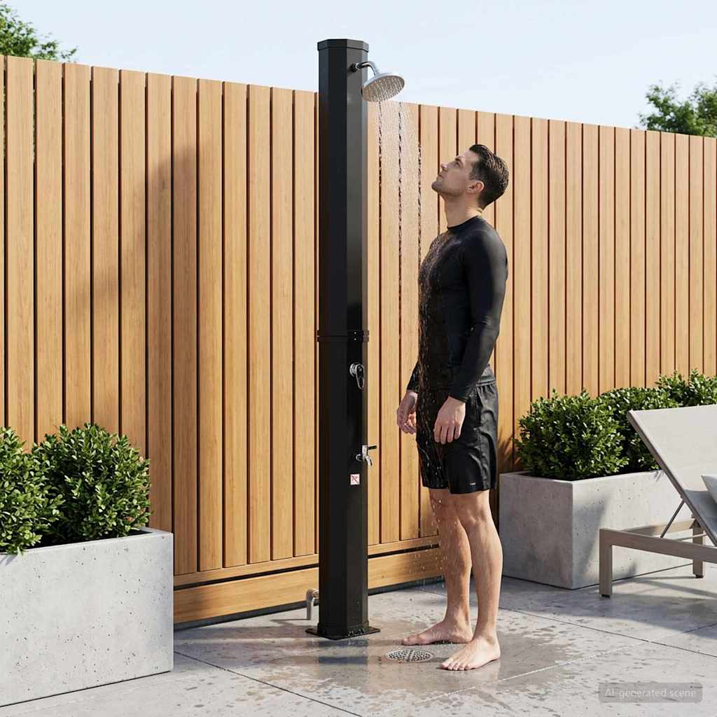 vidaXL Zonnedouche met douchekop en kraan 40 L, zwart en zilver