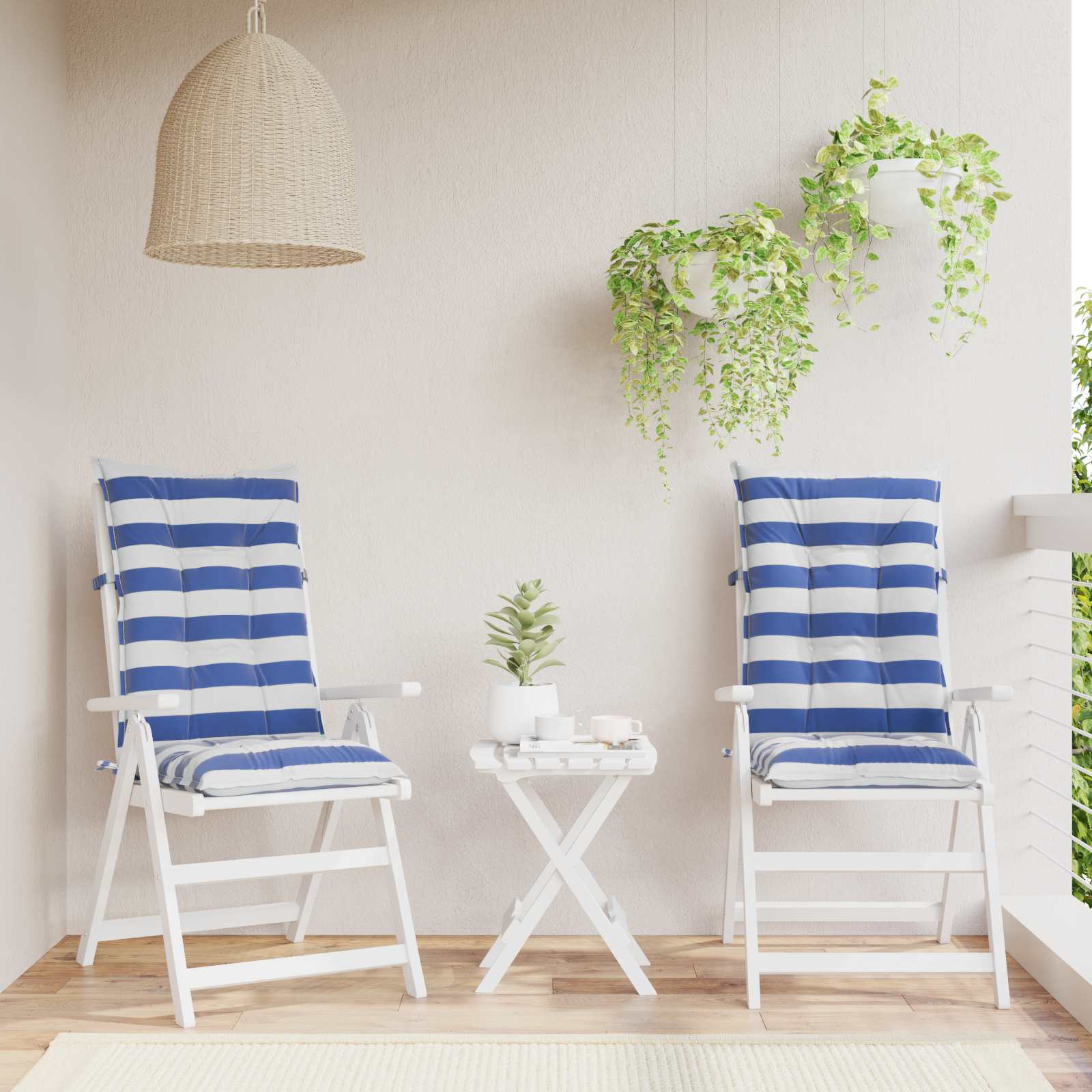 vidaXL Buiten Kussen 2 pcs Blauw en Wit 120 x 50 x 7 cm Stof