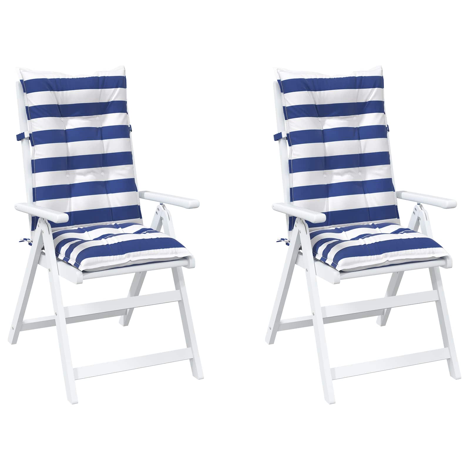 vidaXL Buiten Kussen 2 pcs Blauw en Wit 120 x 50 x 7 cm Stof