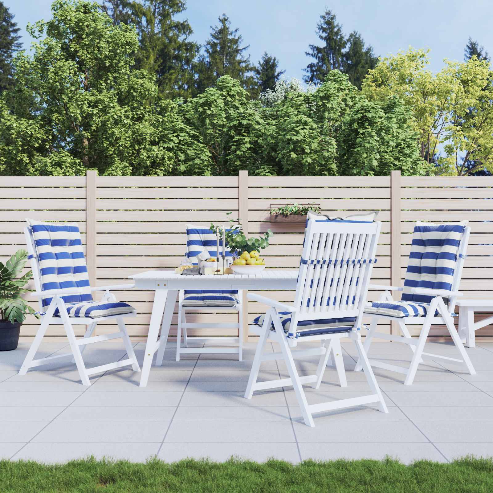 vidaXL Buiten Kussen 2 pcs Blauw en Wit 120 x 50 x 7 cm Stof
