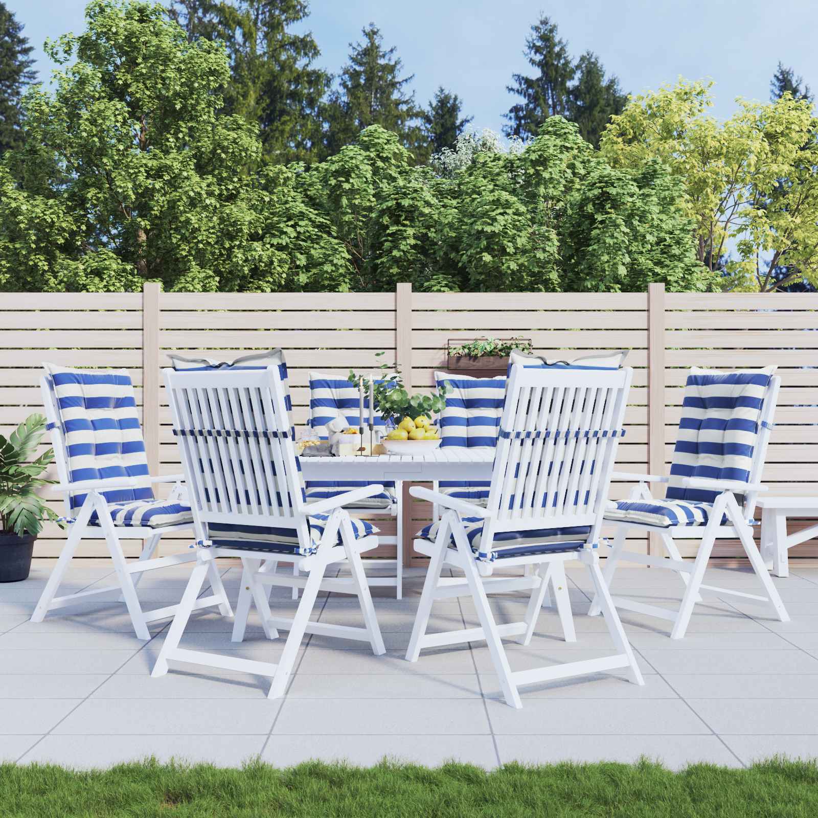 vidaXL Buiten Kussen 2 pcs Blauw en Wit 120 x 50 x 7 cm Stof