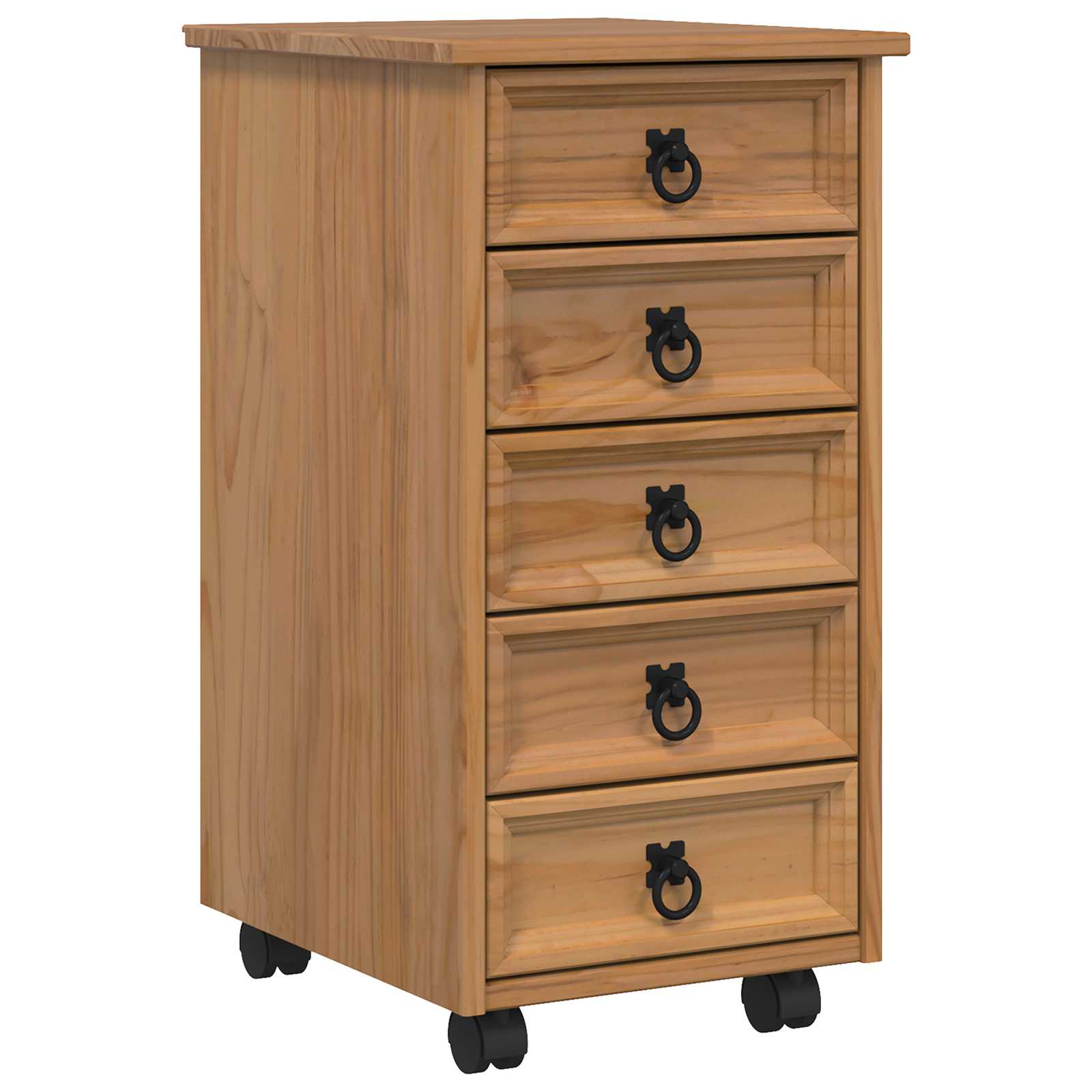 vidaXL Rolkast met lades CORONA Massief grenenhout en engineered wood