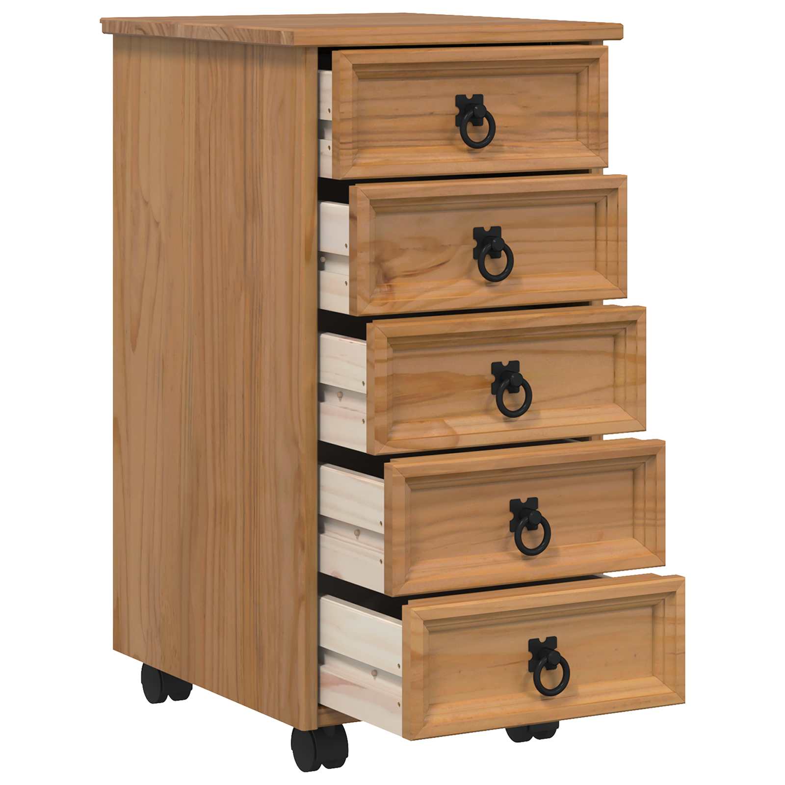 vidaXL Rolkast met lades CORONA Massief grenenhout en engineered wood