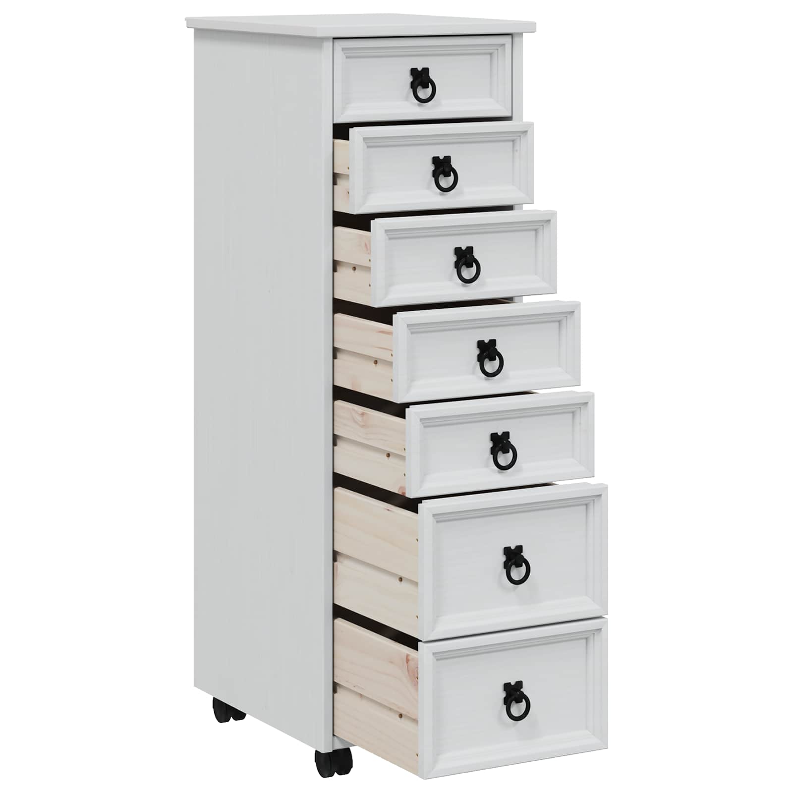 vidaXL Rolkast met lades CORONA Massief grenenhout en engineered wood
