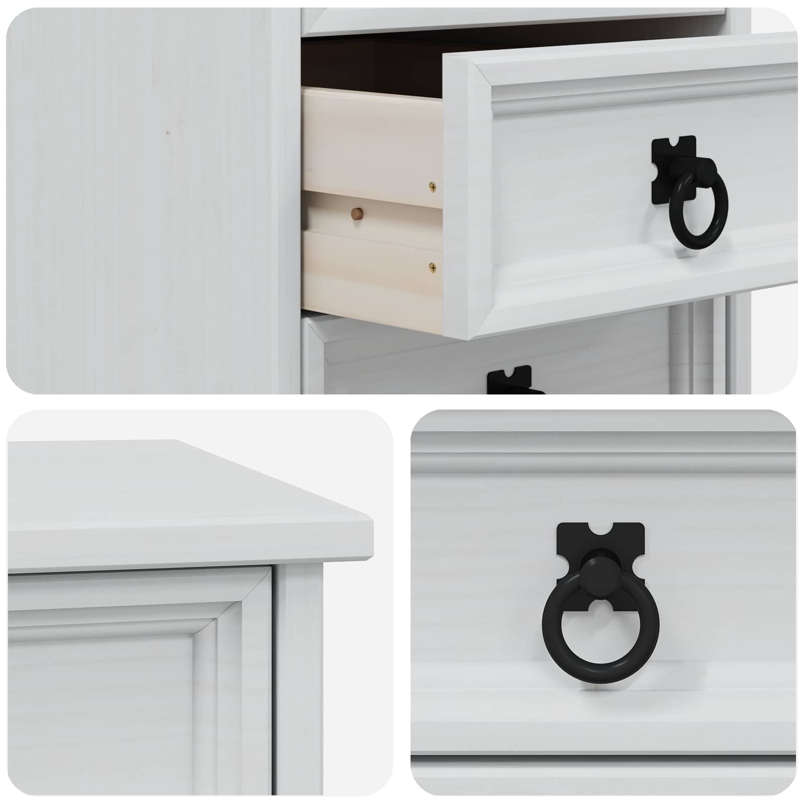 vidaXL Rolkast met lades CORONA Massief grenenhout en engineered wood