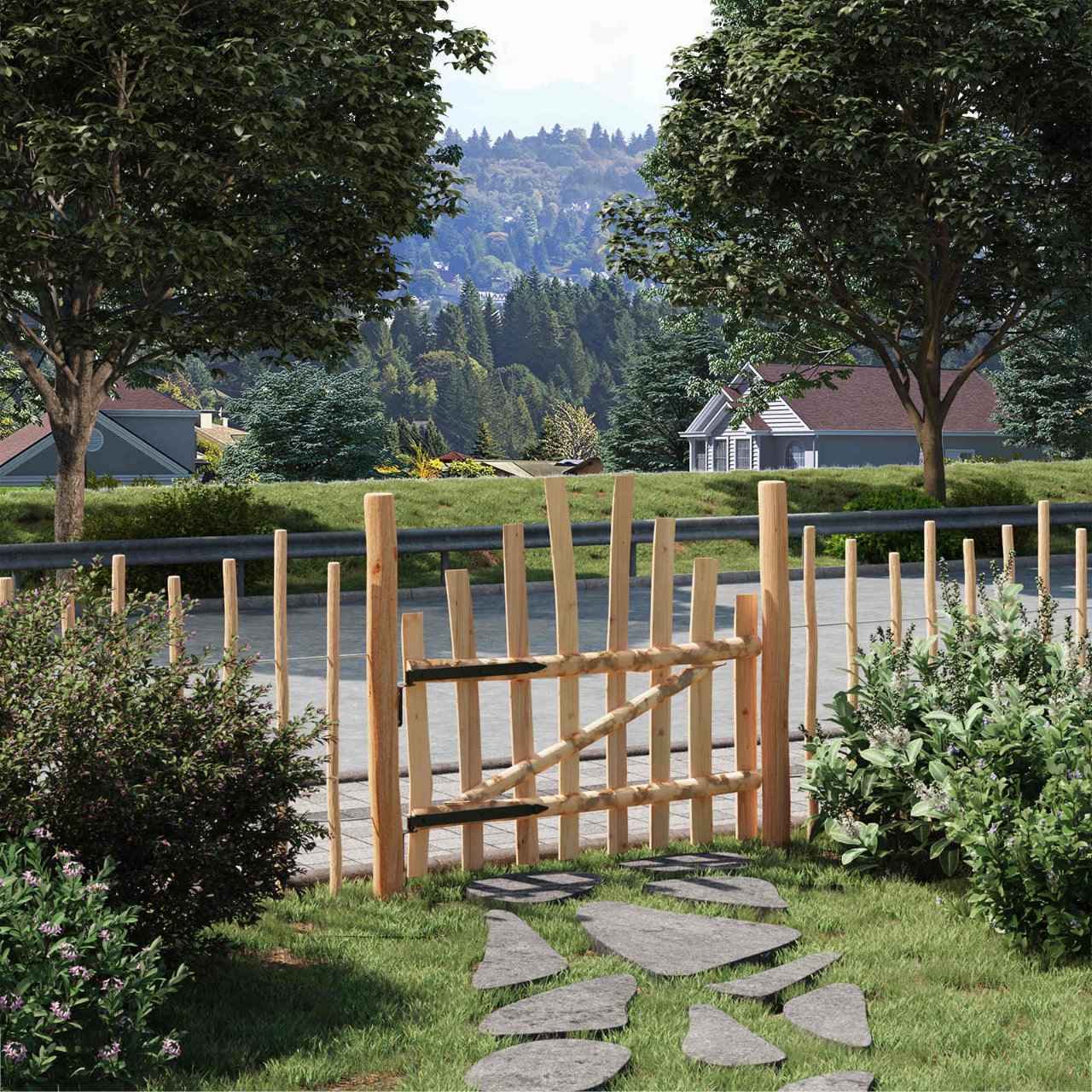 vidaXL Gebogen hekdeur 100 x 90 cm Geïmpregneerd Hazelhout Naturel