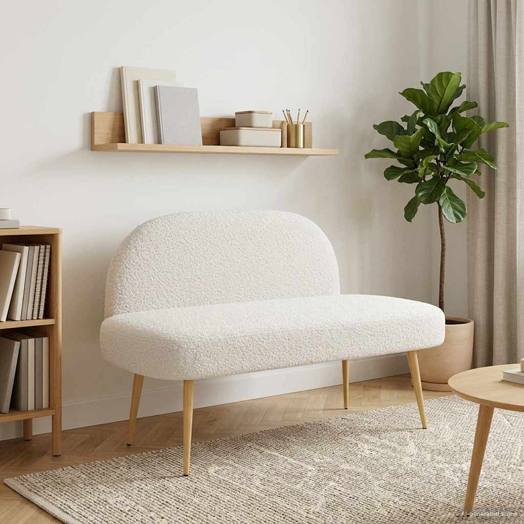 vidaXL Beklede bank met rugleuning Lichtgrijs 110 x 60 x 76 cm Bouclé