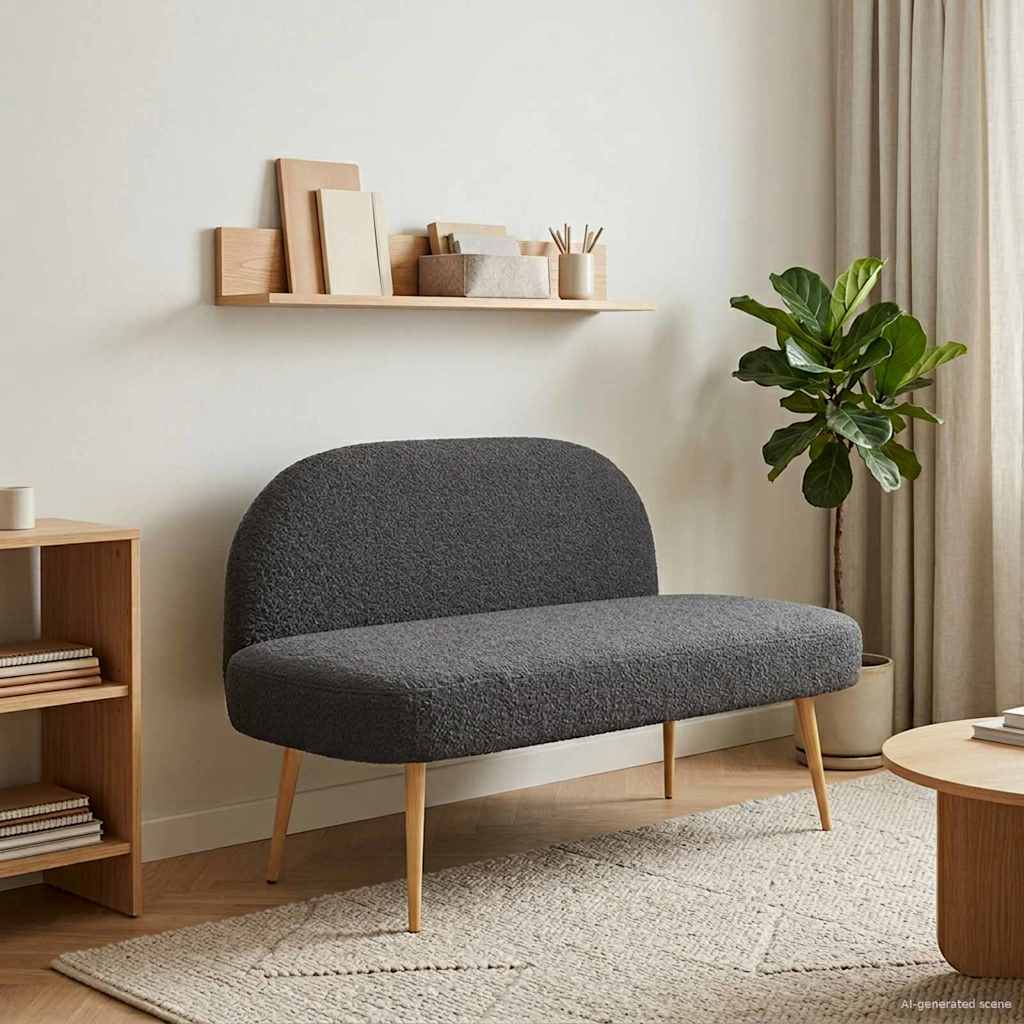 vidaXL Beklede bank met rugleuning Lichtgrijs 110 x 60 x 76 cm Bouclé