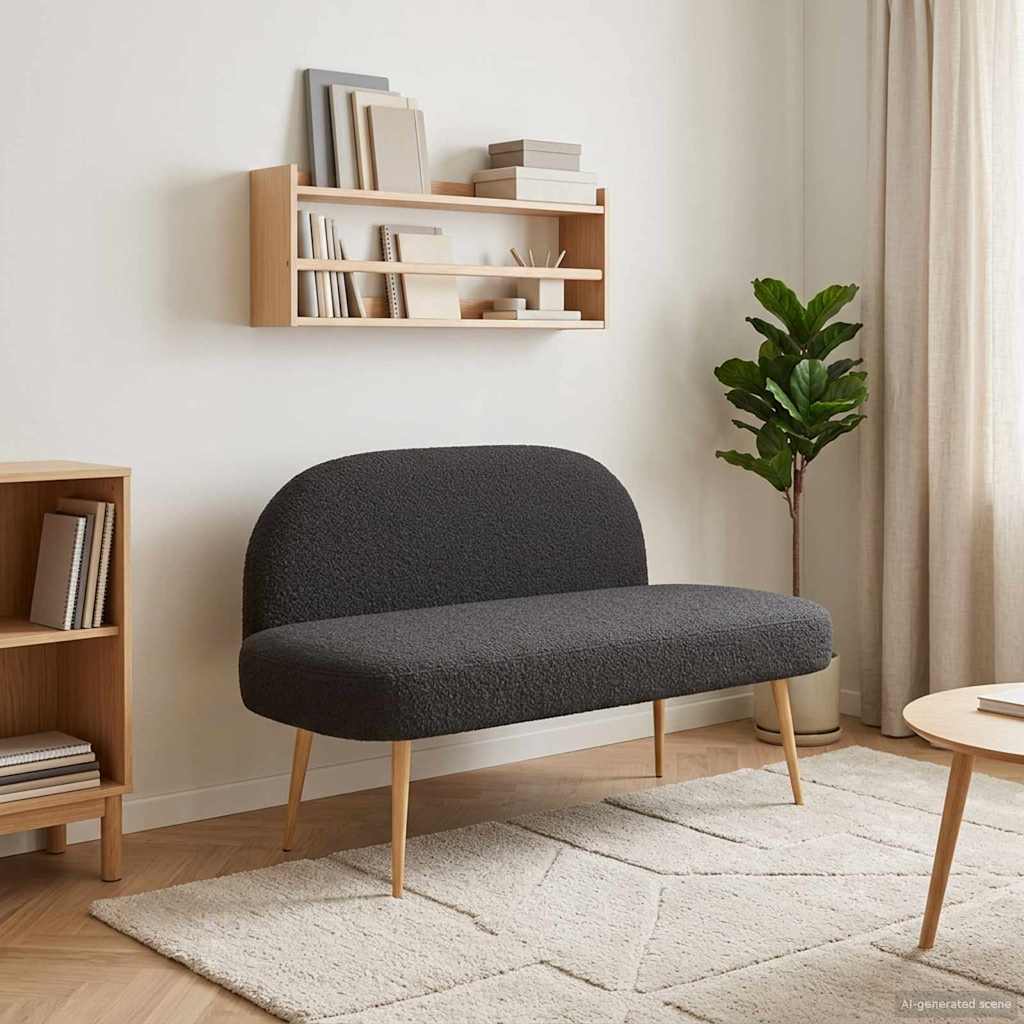 vidaXL Beklede bank met rugleuning Lichtgrijs 110 x 60 x 76 cm Bouclé
