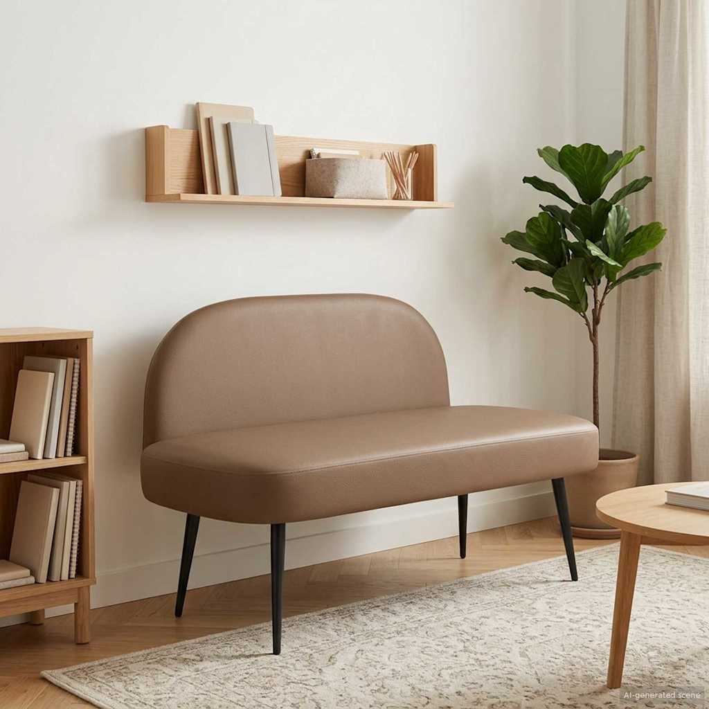 vidaXL Beklede bank met rugleuning Crèmekleurig 110 x 60 x 76 cm