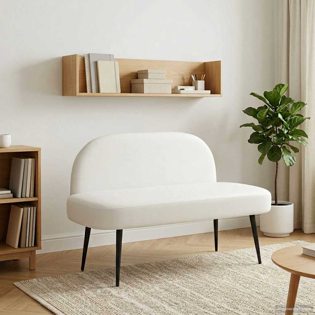 vidaXL Beklede bank met rugleuning Crèmekleurig 110 x 60 x 76 cm