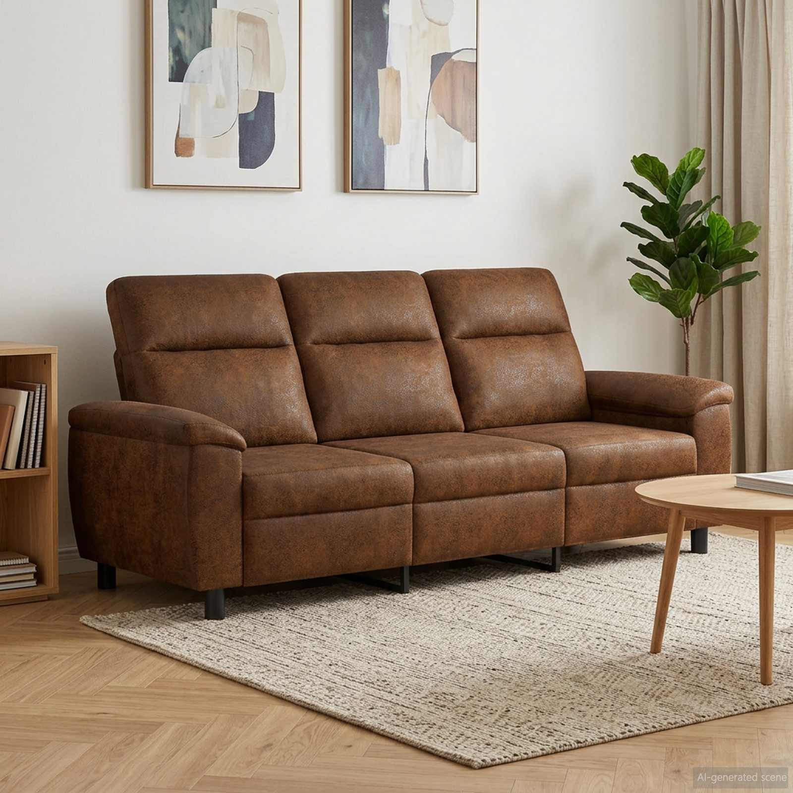 vidaXL Bank Bruin 214 x 90 x 95 cm Nep Suede Leer