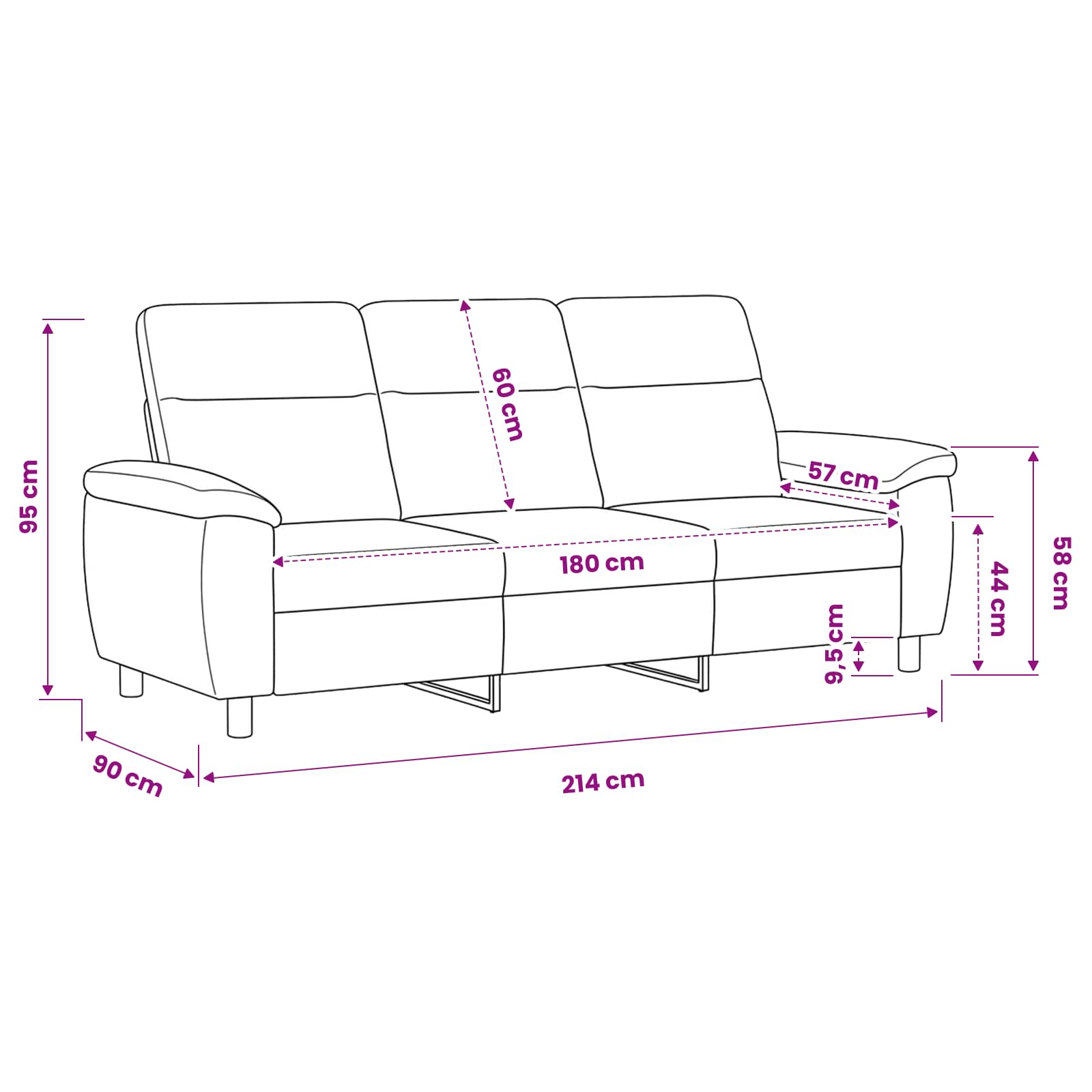 vidaXL Bank Bruin 214 x 90 x 95 cm Nep Suede Leer