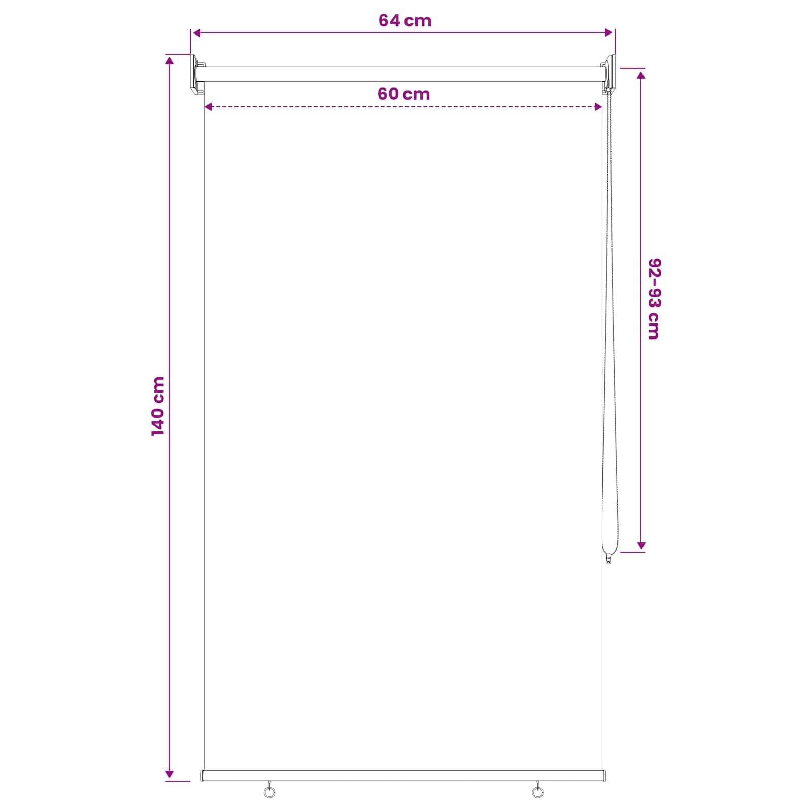 vidaXL Buitenrolgordijn UV-bescherming Crèmekleurig 60 x 140 cm